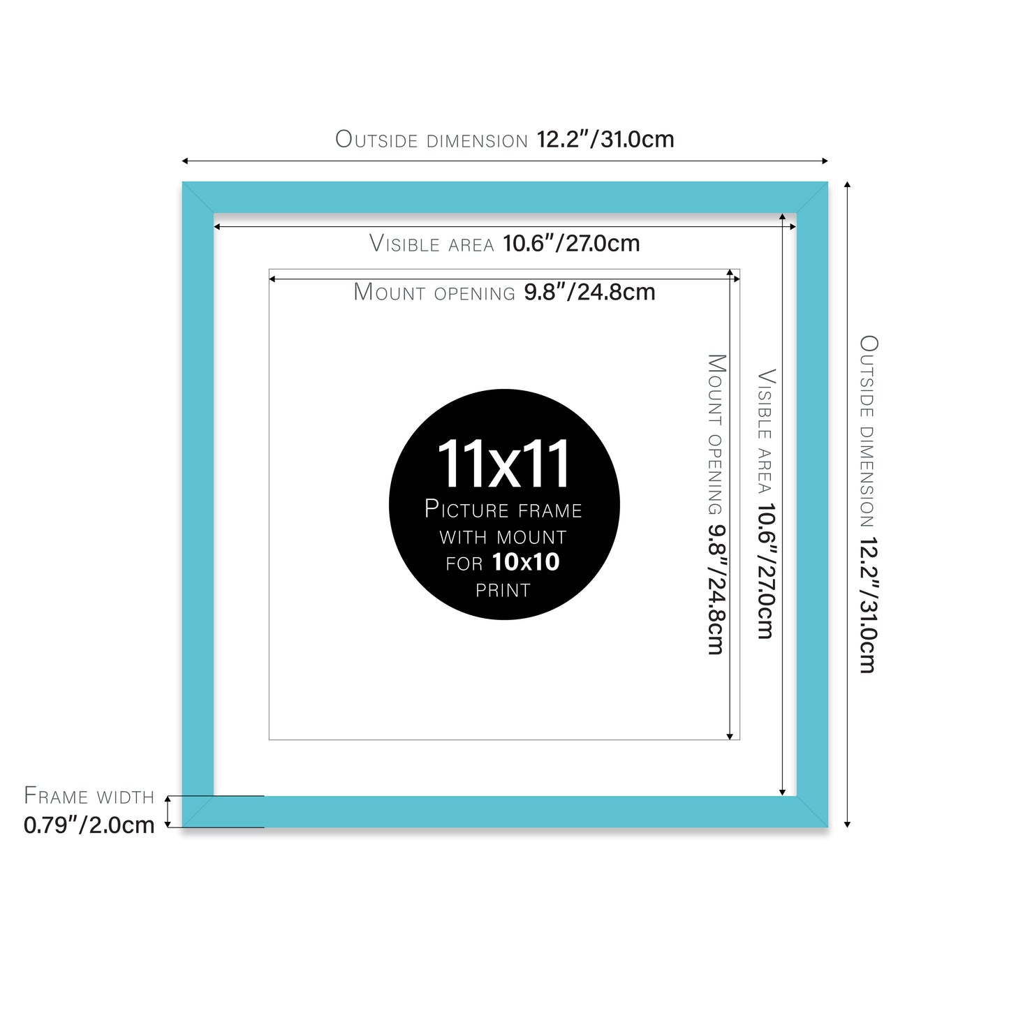 Turquoise Picture Frame 20mm Edge
