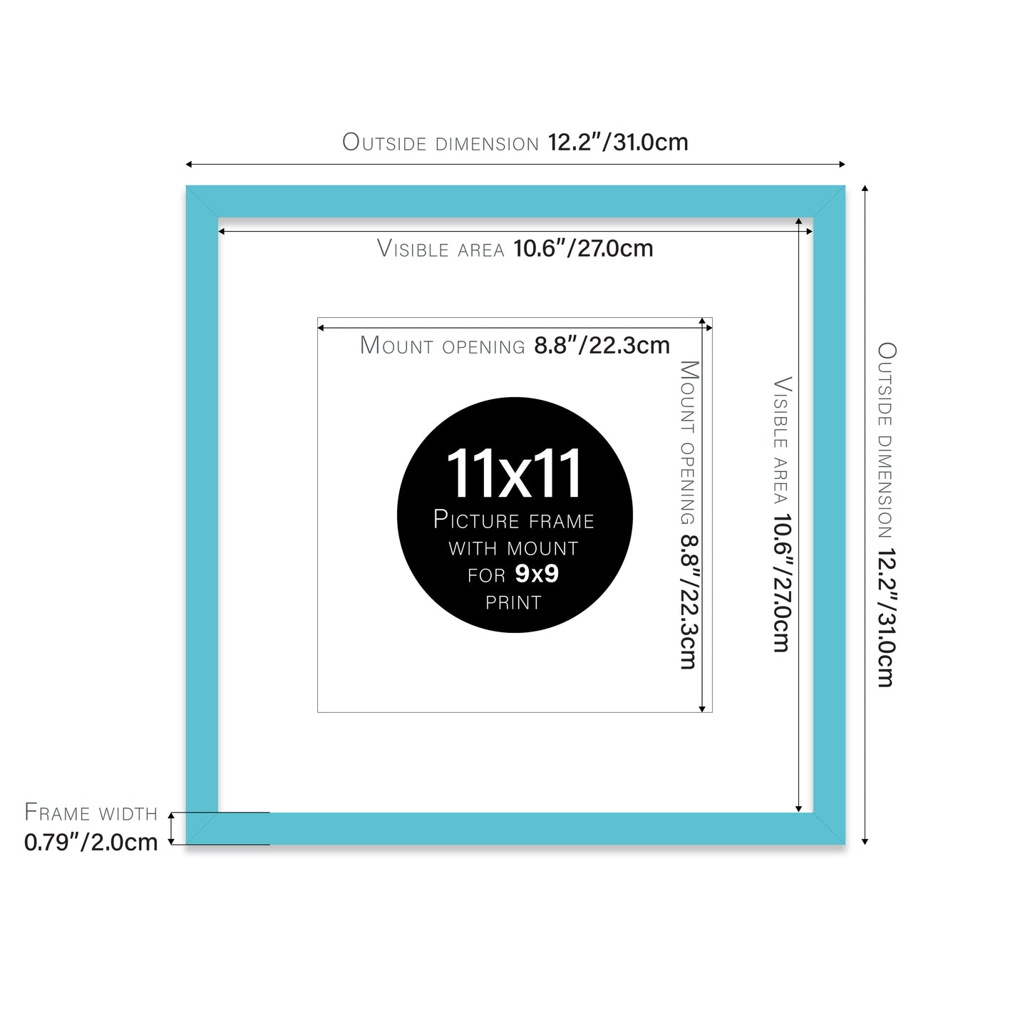 Turquoise Picture Frame 20mm Edge