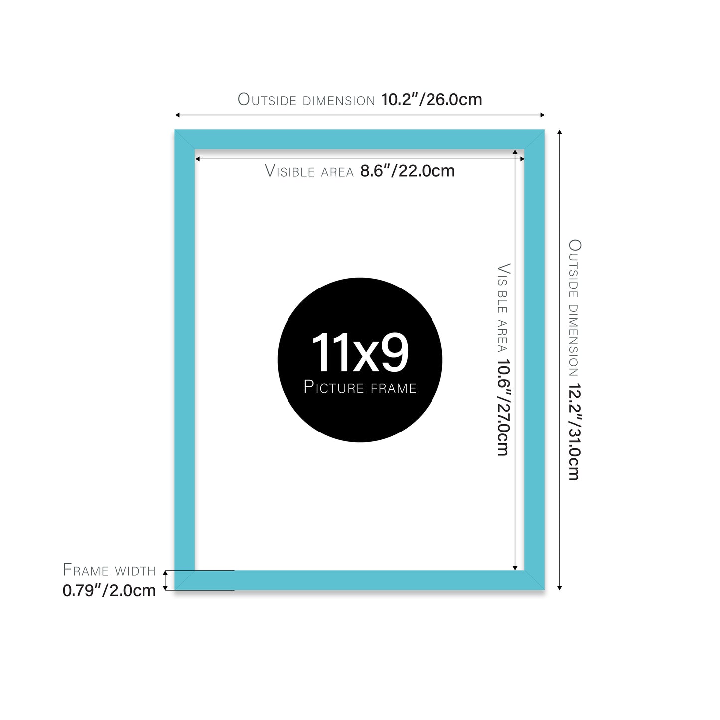 Turquoise 11x9" UK made picture frames