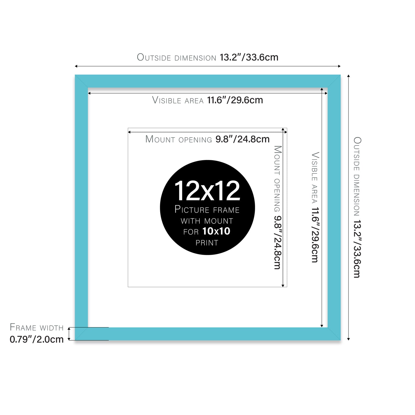 Turquoise Picture Frame 20mm Edge