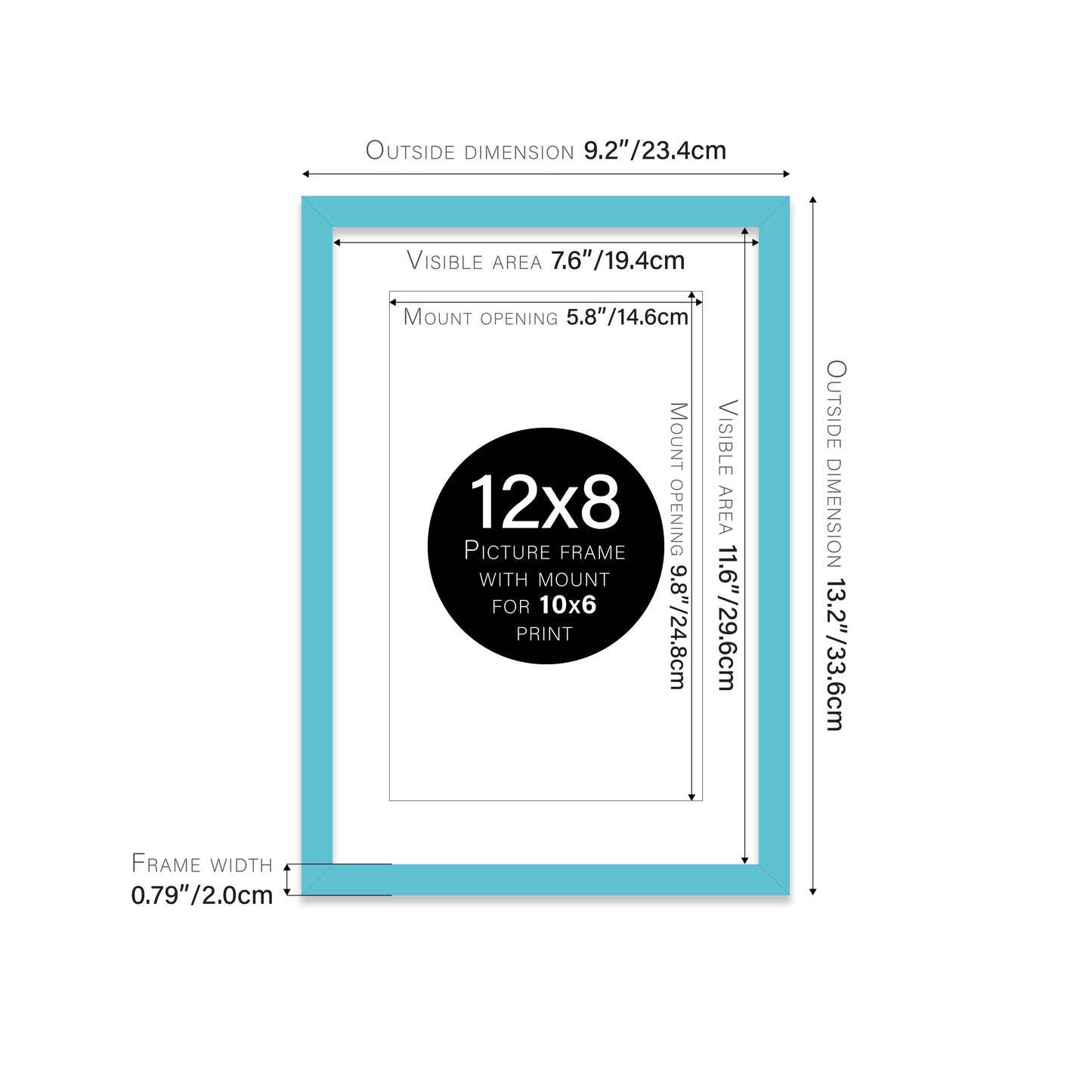 Turquoise Picture Frame 20mm Edge