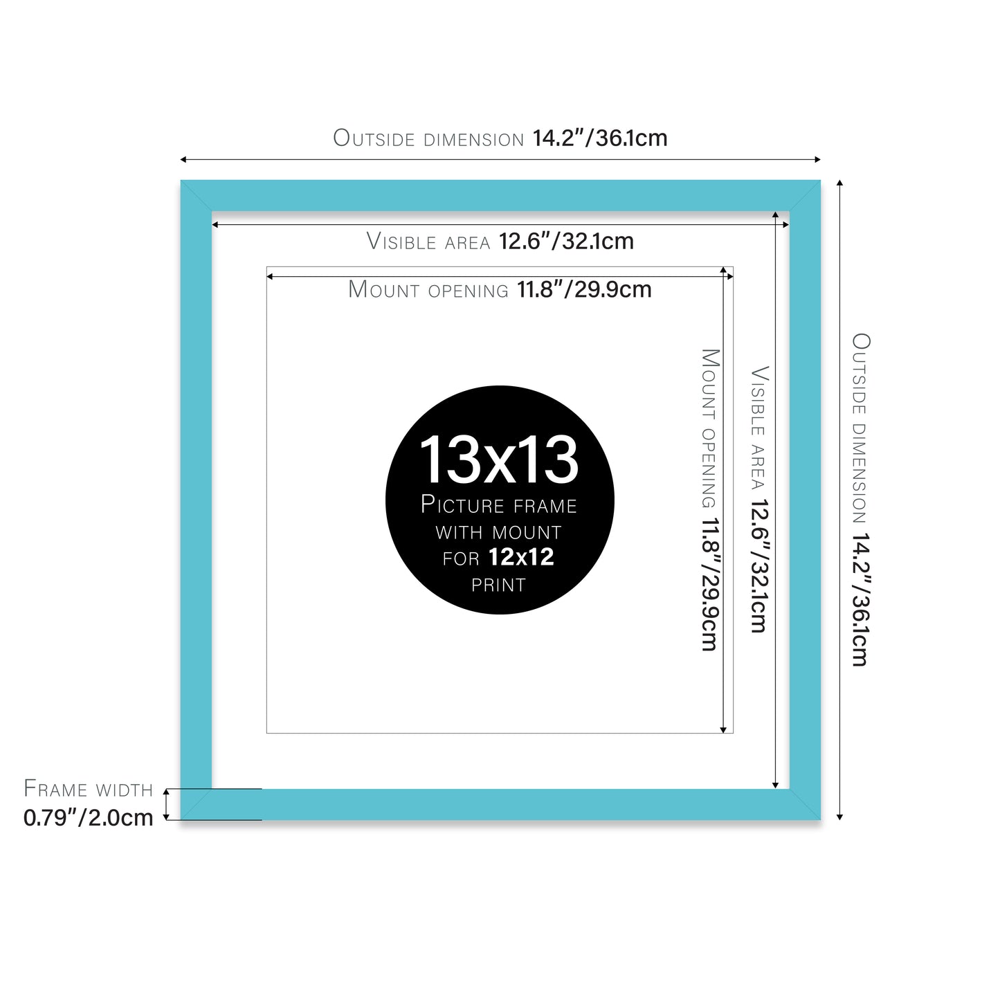 Turquoise Picture Frame 20mm Edge