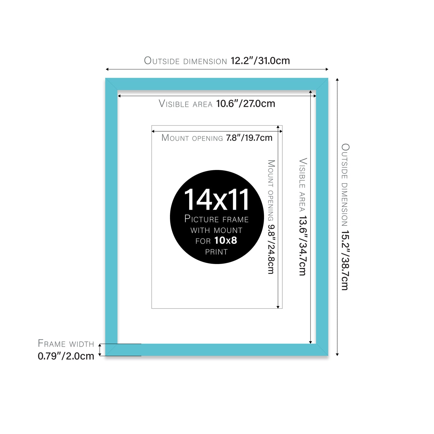 Turquoise Picture Frame 20mm Edge