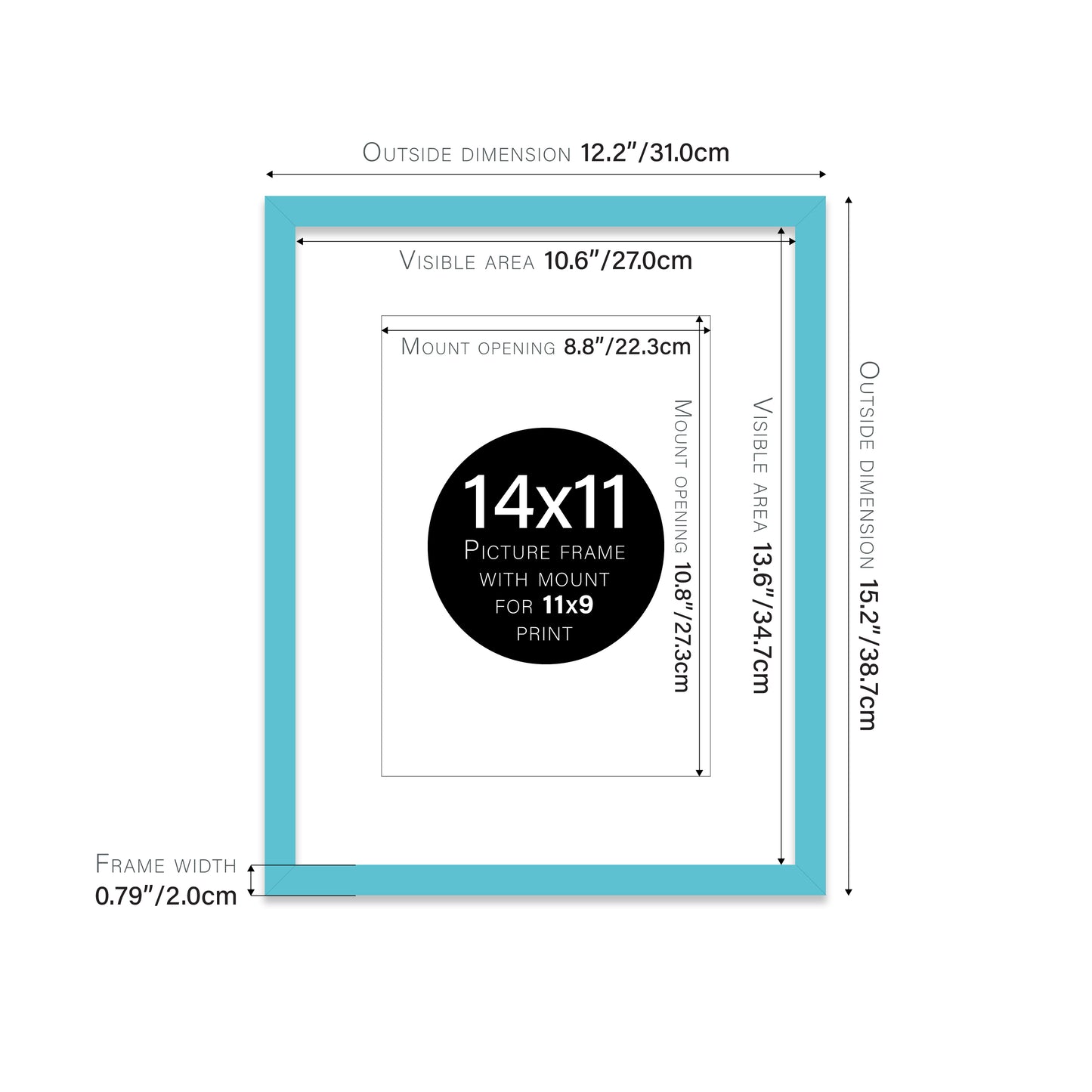 Turquoise Picture Frame 20mm Edge