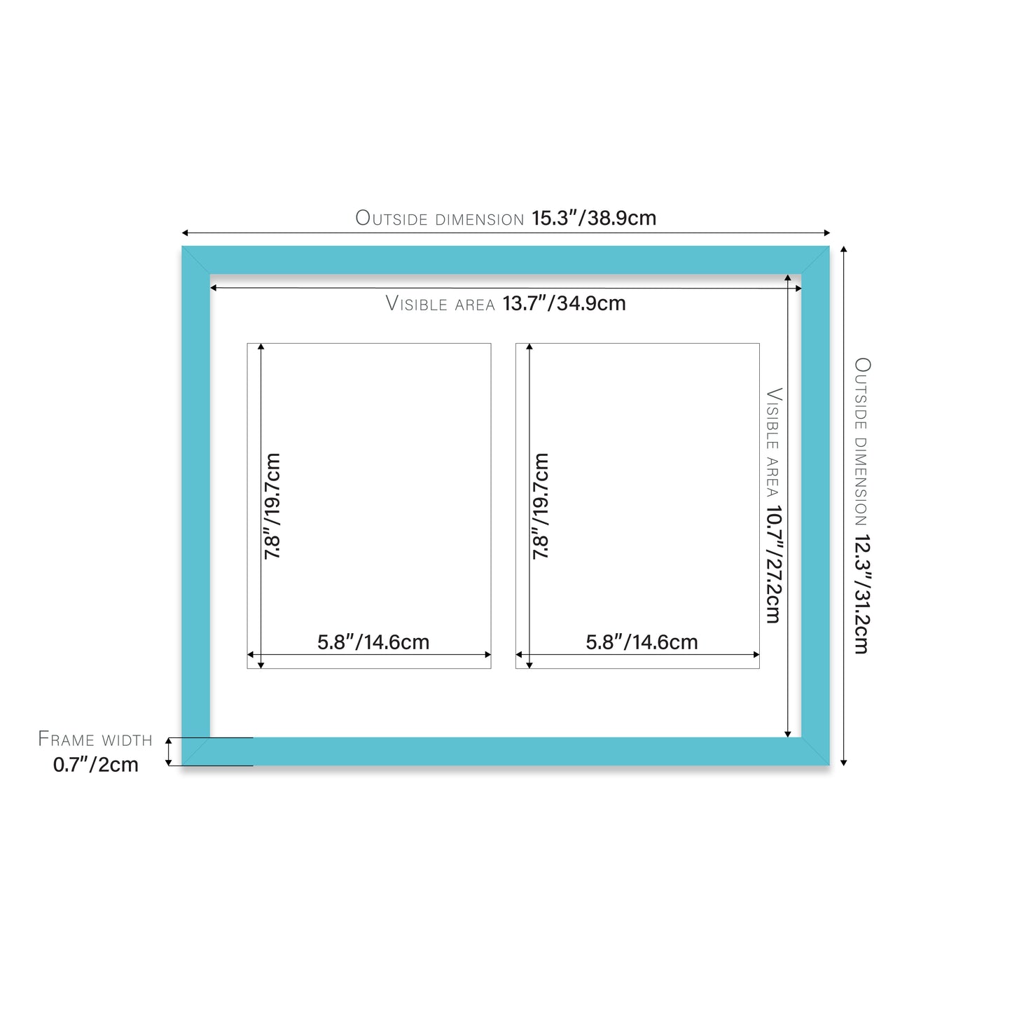 Turquoise Picture Frame 20mm Edge