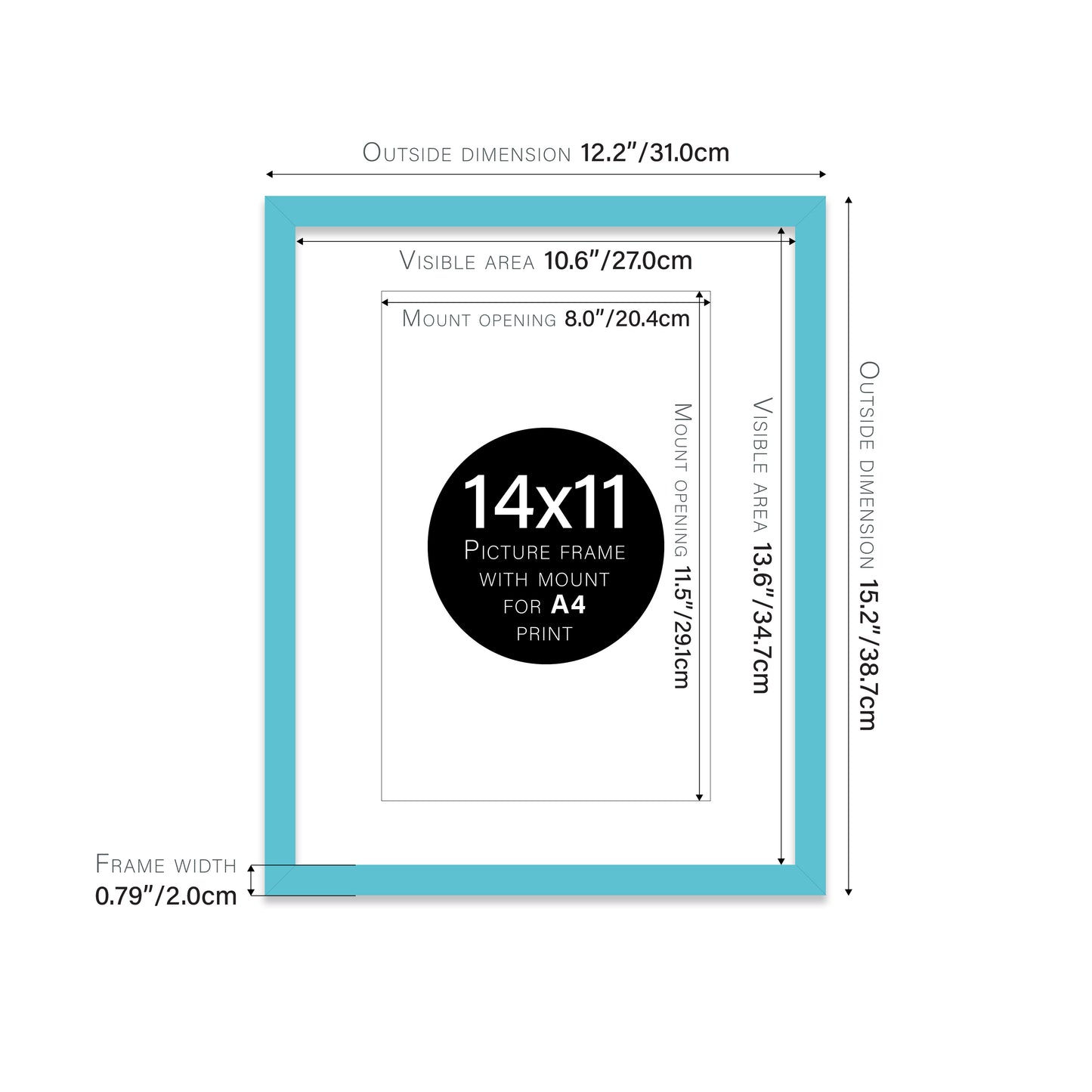Turquoise Picture Frame 20mm Edge