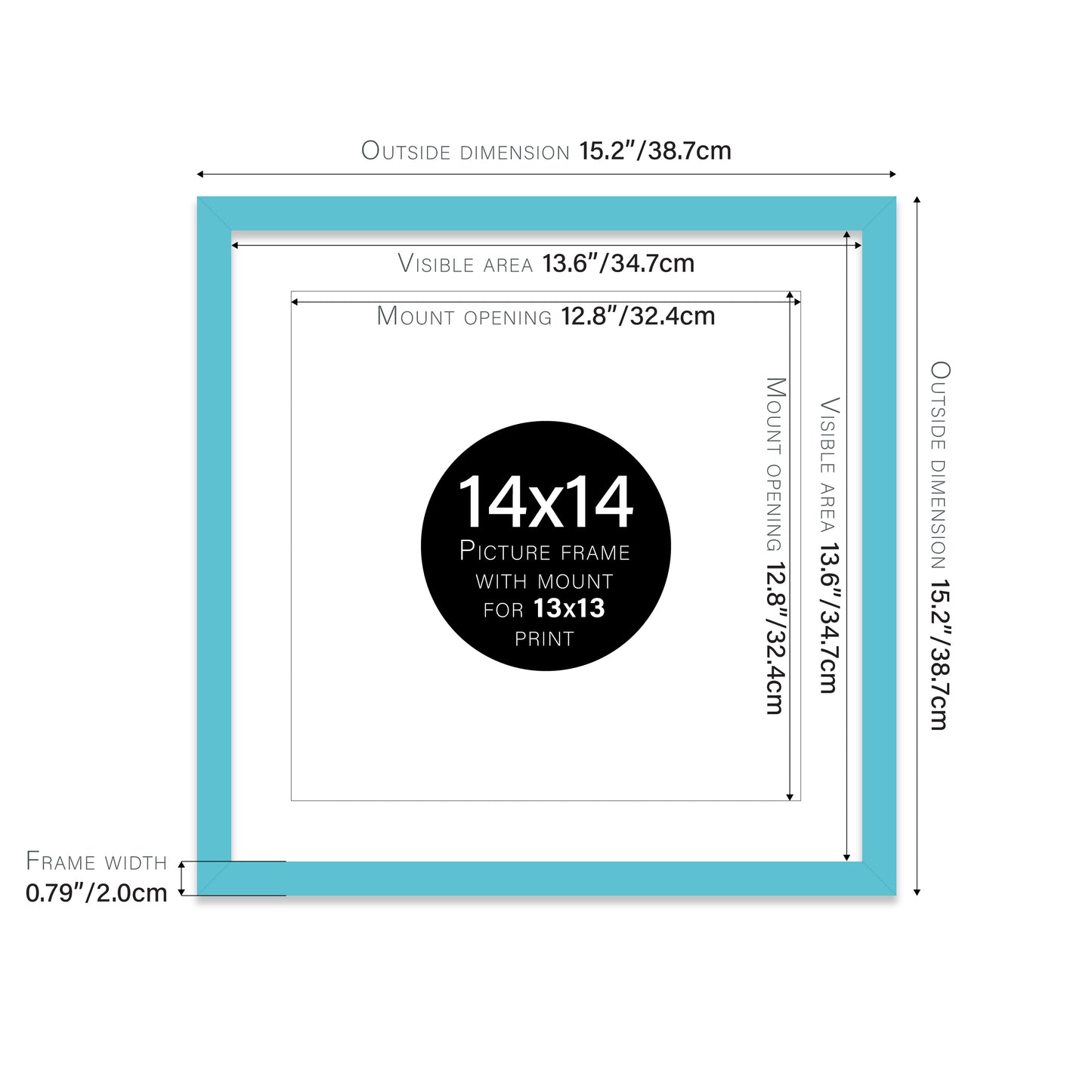 Turquoise Picture Frame 20mm Edge