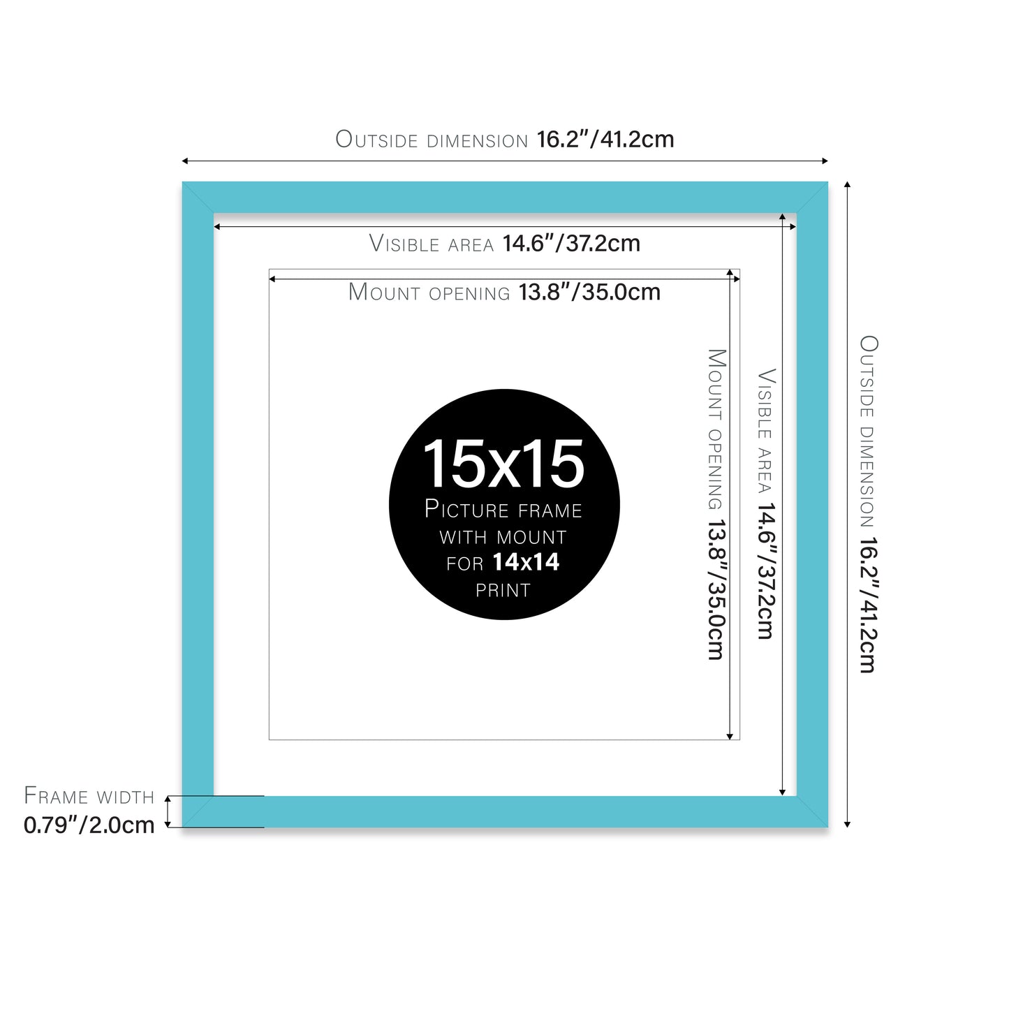 Turquoise Picture Frame 20mm Edge
