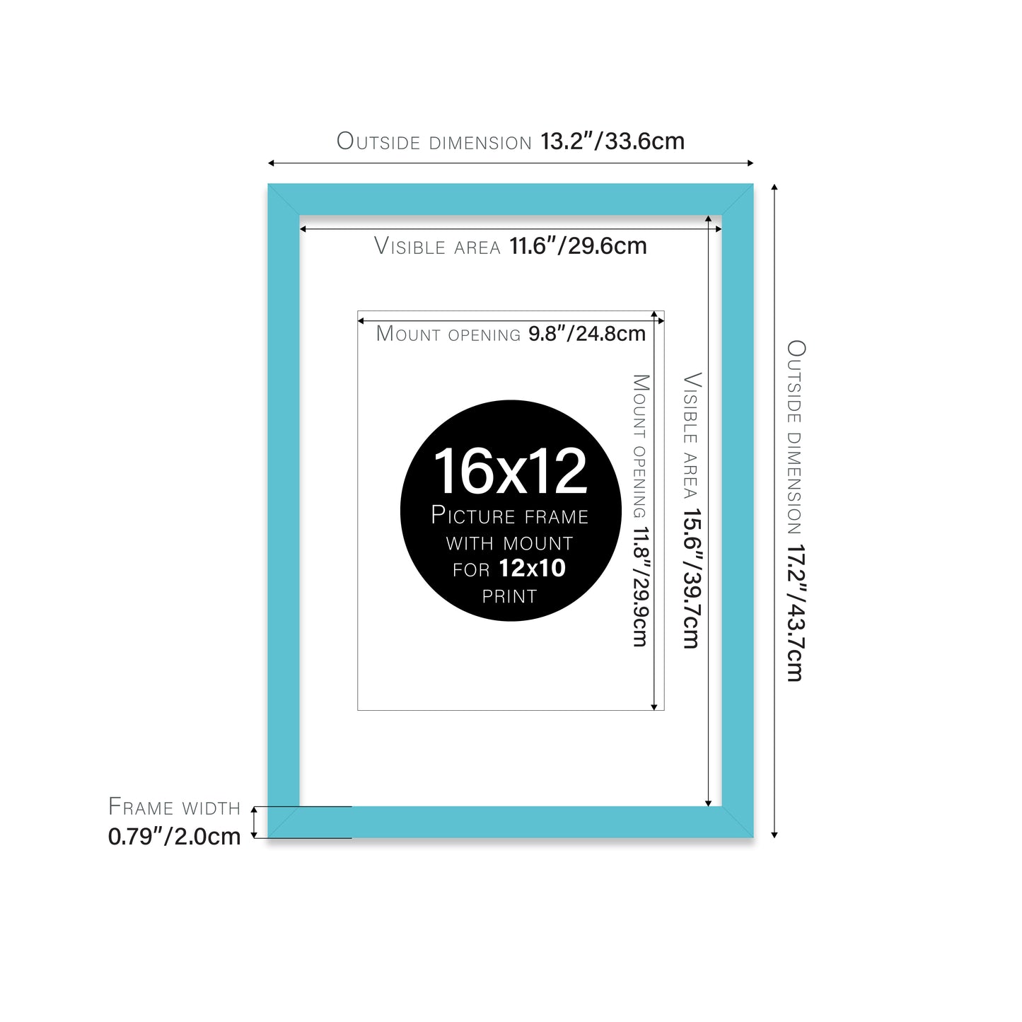 Turquoise Picture Frame 20mm Edge