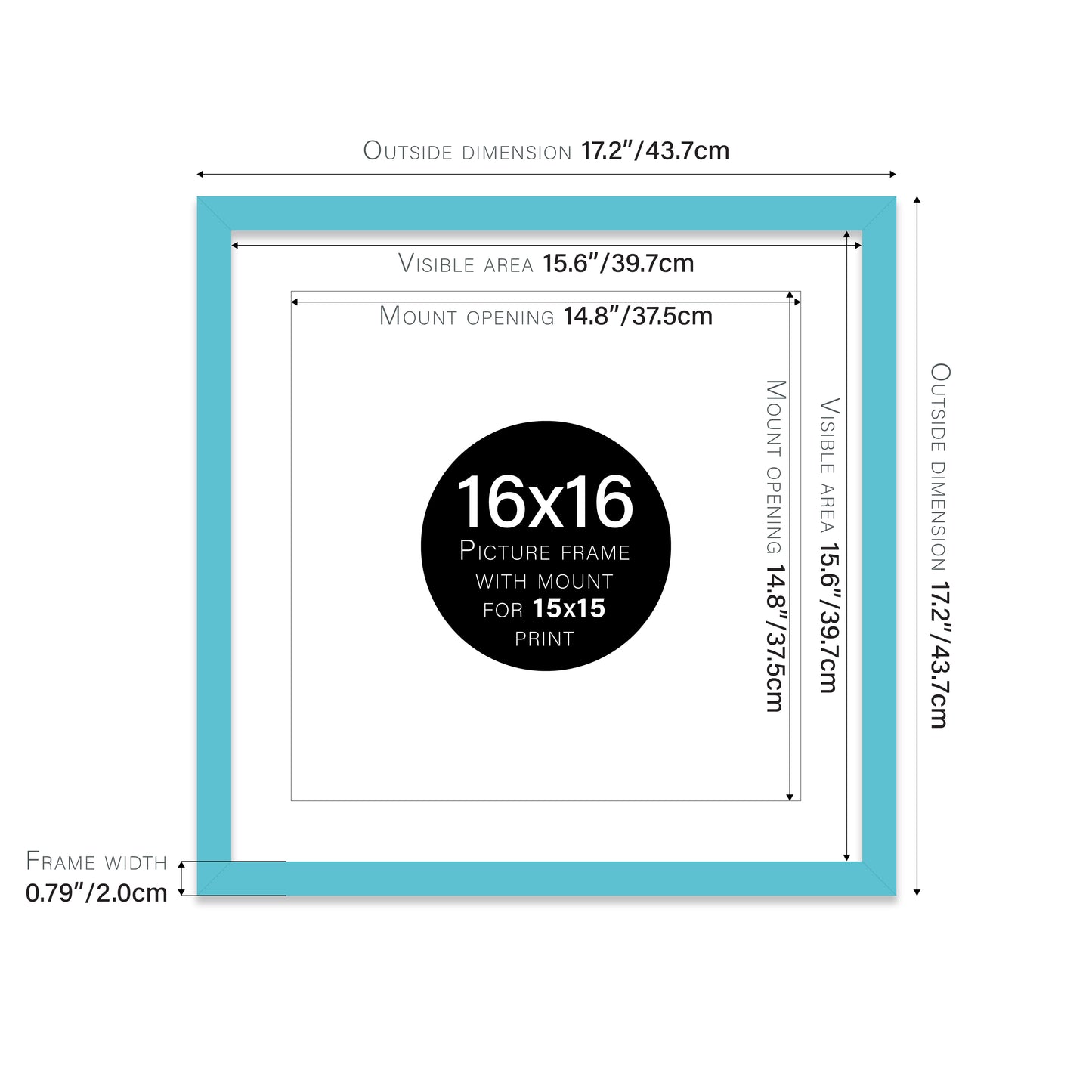 Turquoise Picture Frame 20mm Edge