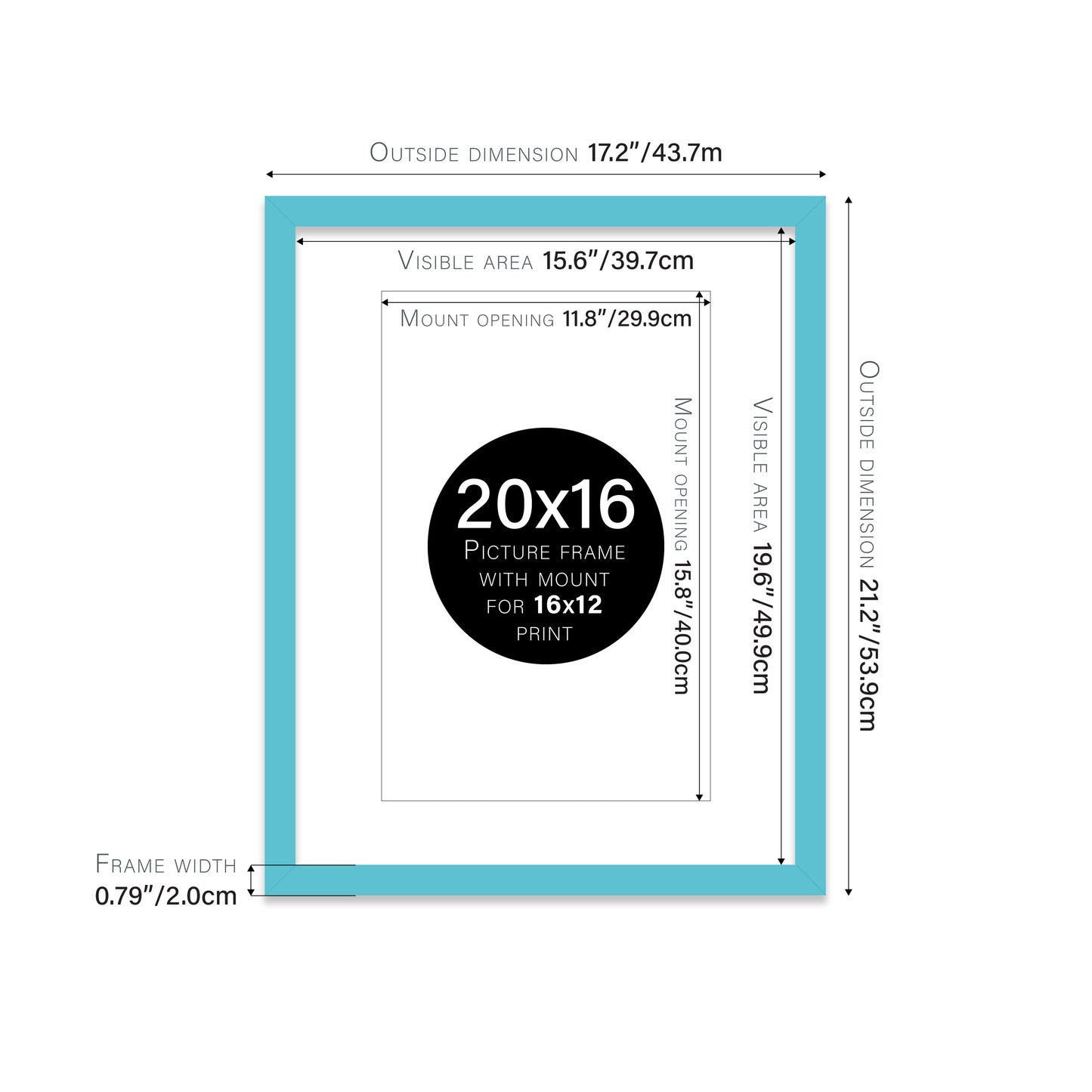 Turquoise Picture Frame 20mm Edge