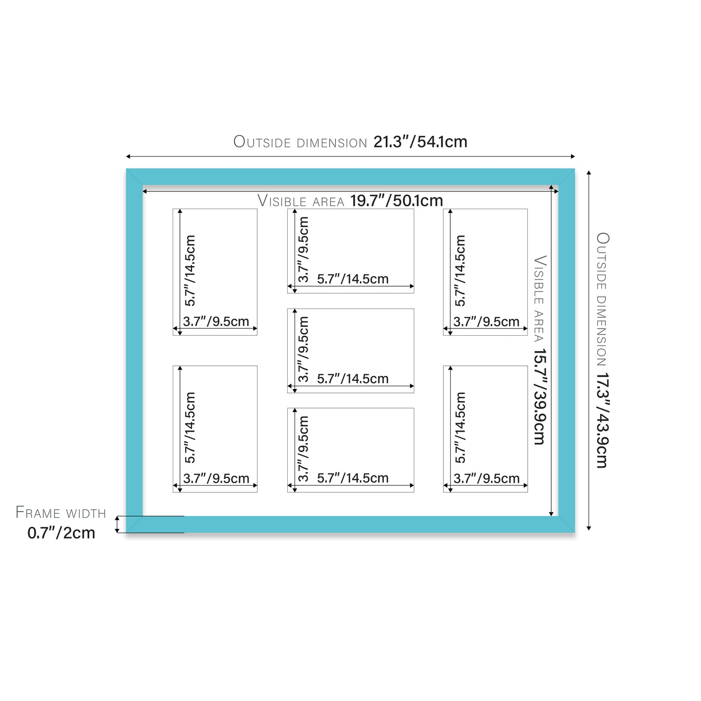 Turquoise Picture Frame 20mm Edge