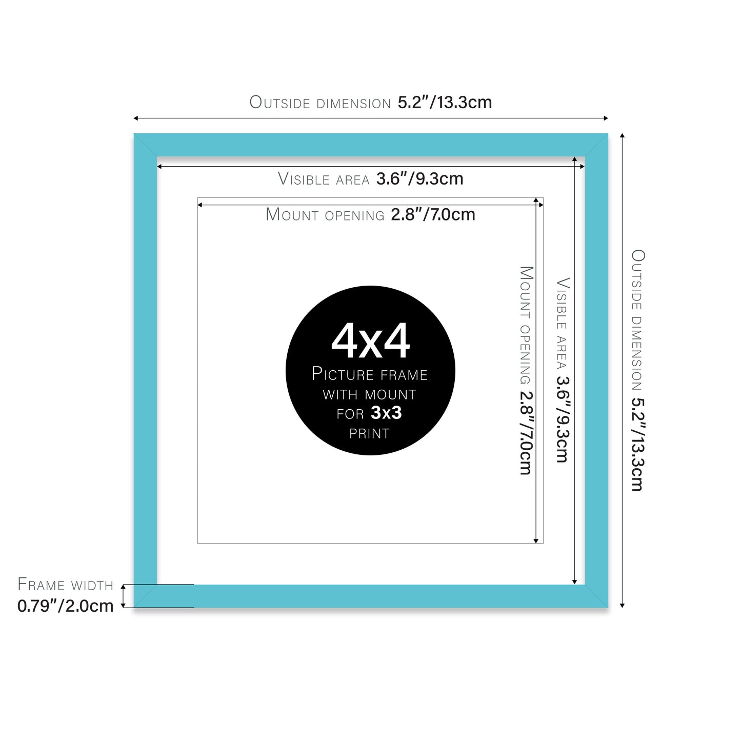 Turquoise Picture Frame 20mm Edge