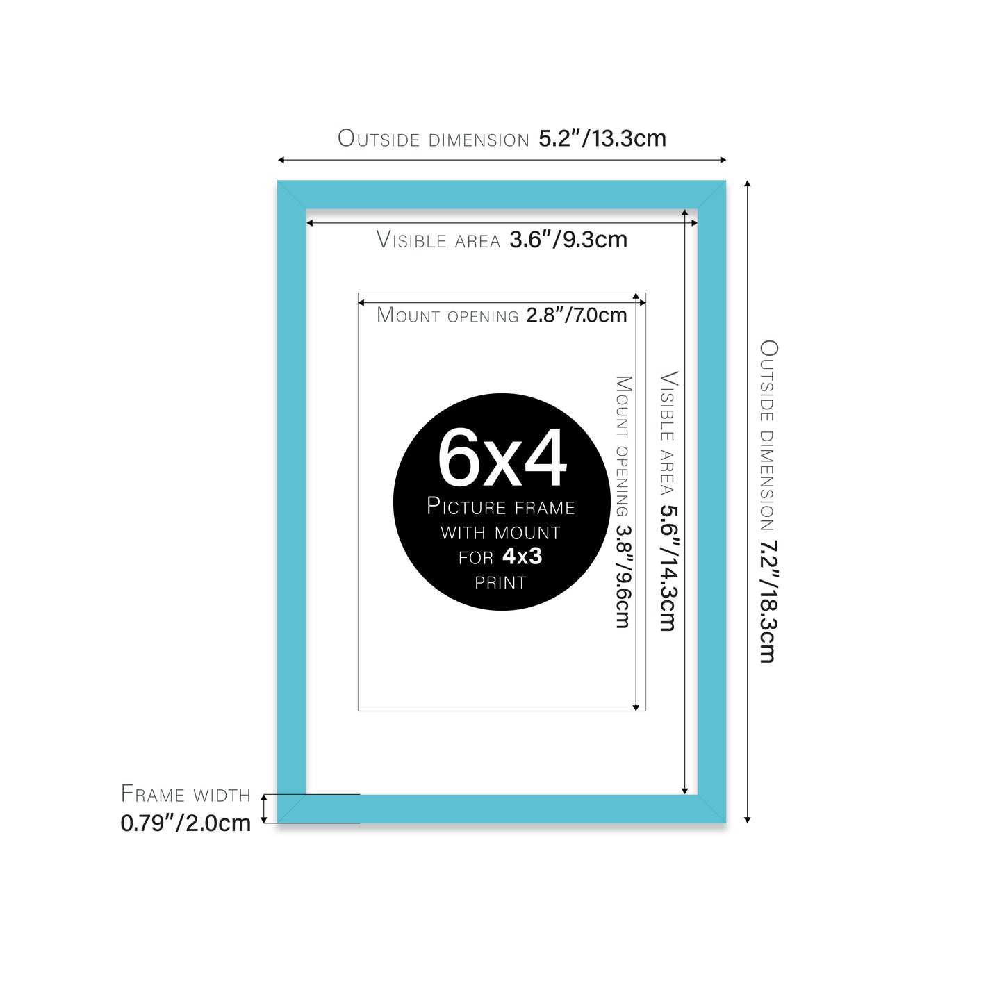 Turquoise Picture Frame 20mm Edge
