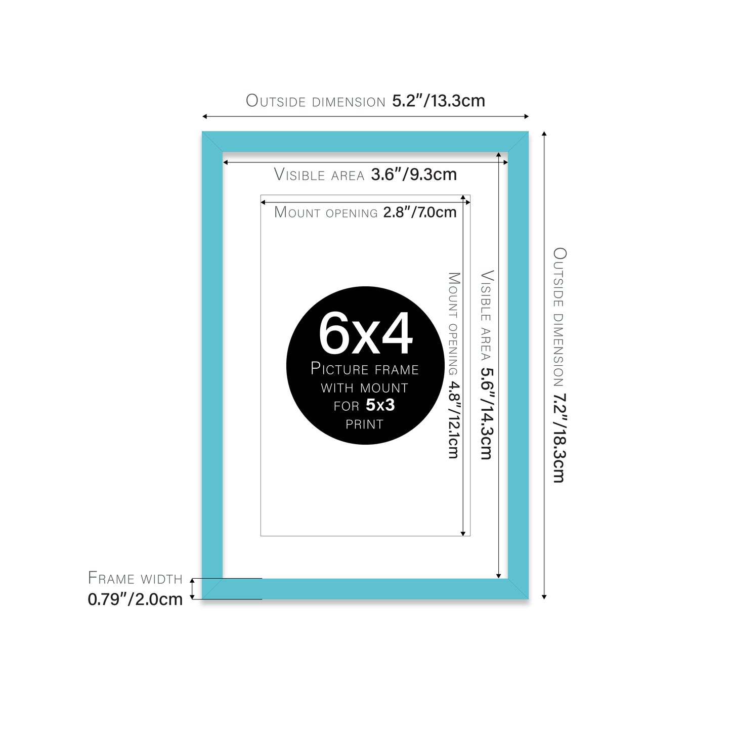 Turquoise Picture Frame 20mm Edge