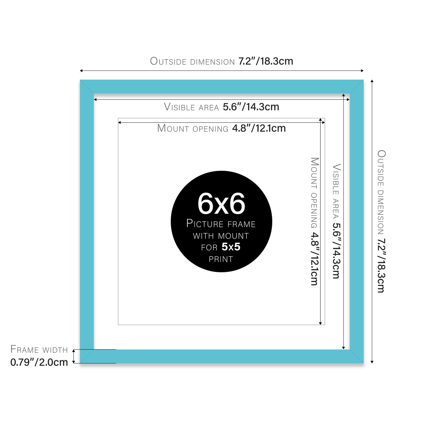 Turquoise Picture Frame 20mm Edge