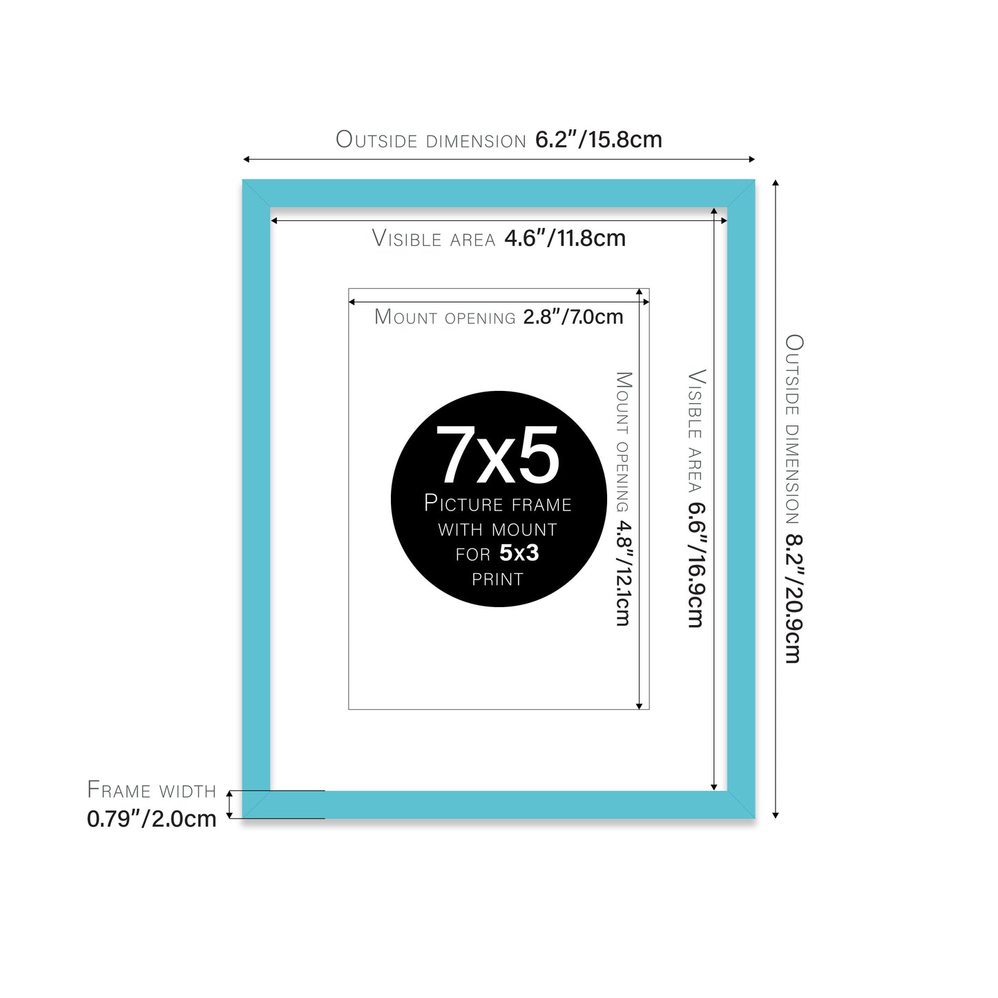 Turquoise Picture Frame 20mm Edge