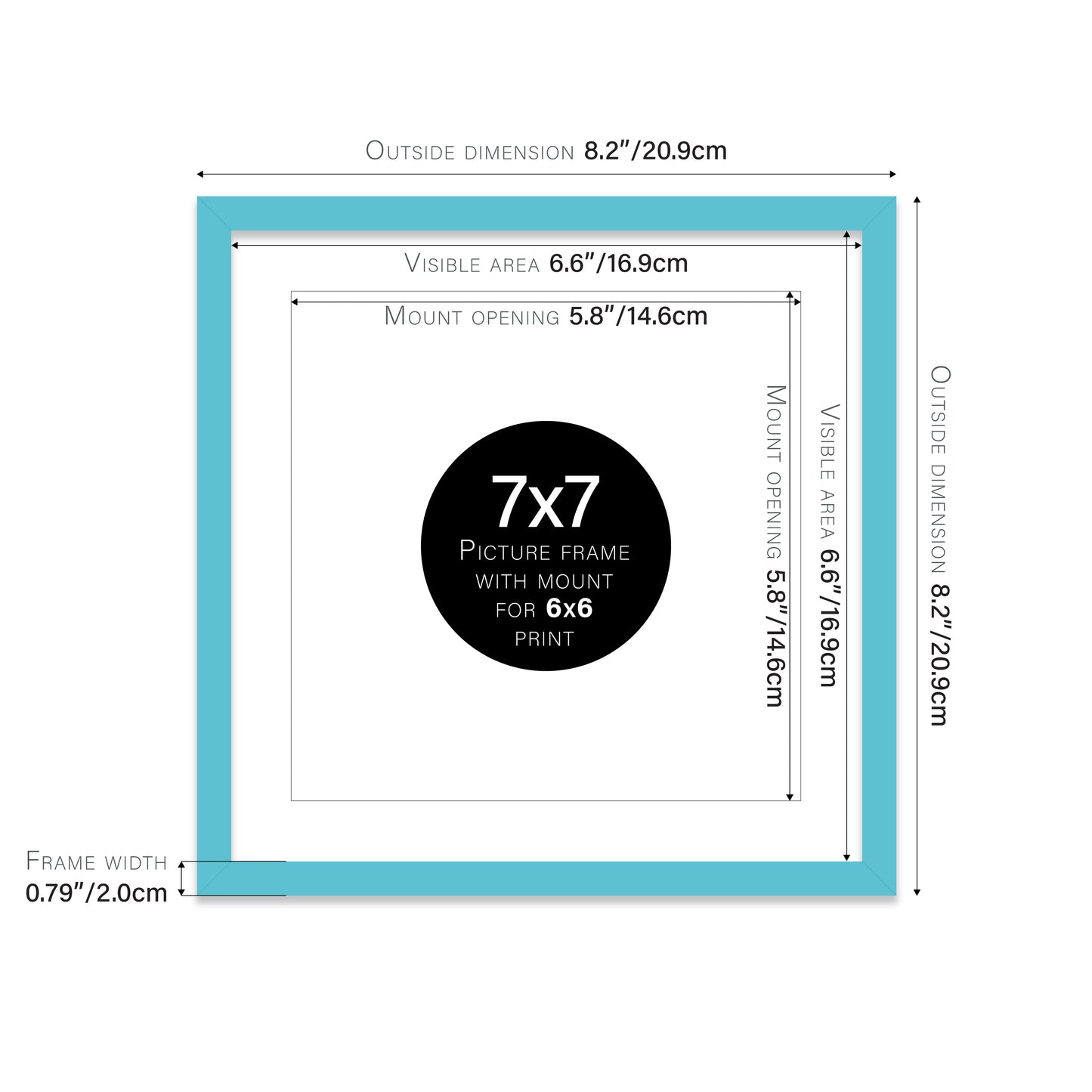 Turquoise Picture Frame 20mm Edge