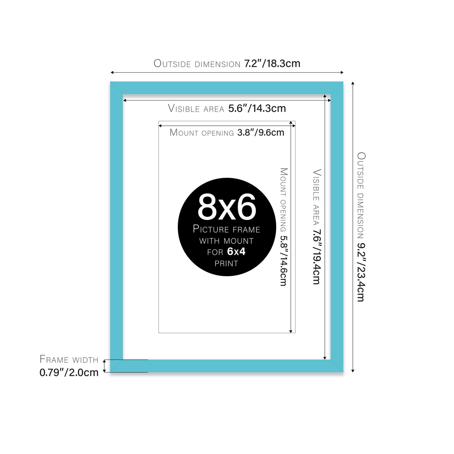 Turquoise Picture Frame 20mm Edge