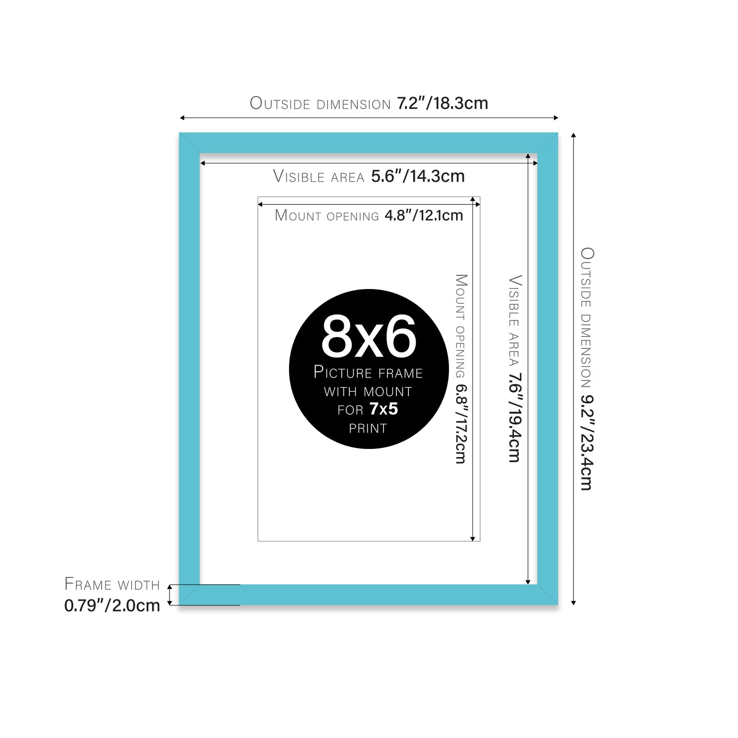 Turquoise Picture Frame 20mm Edge