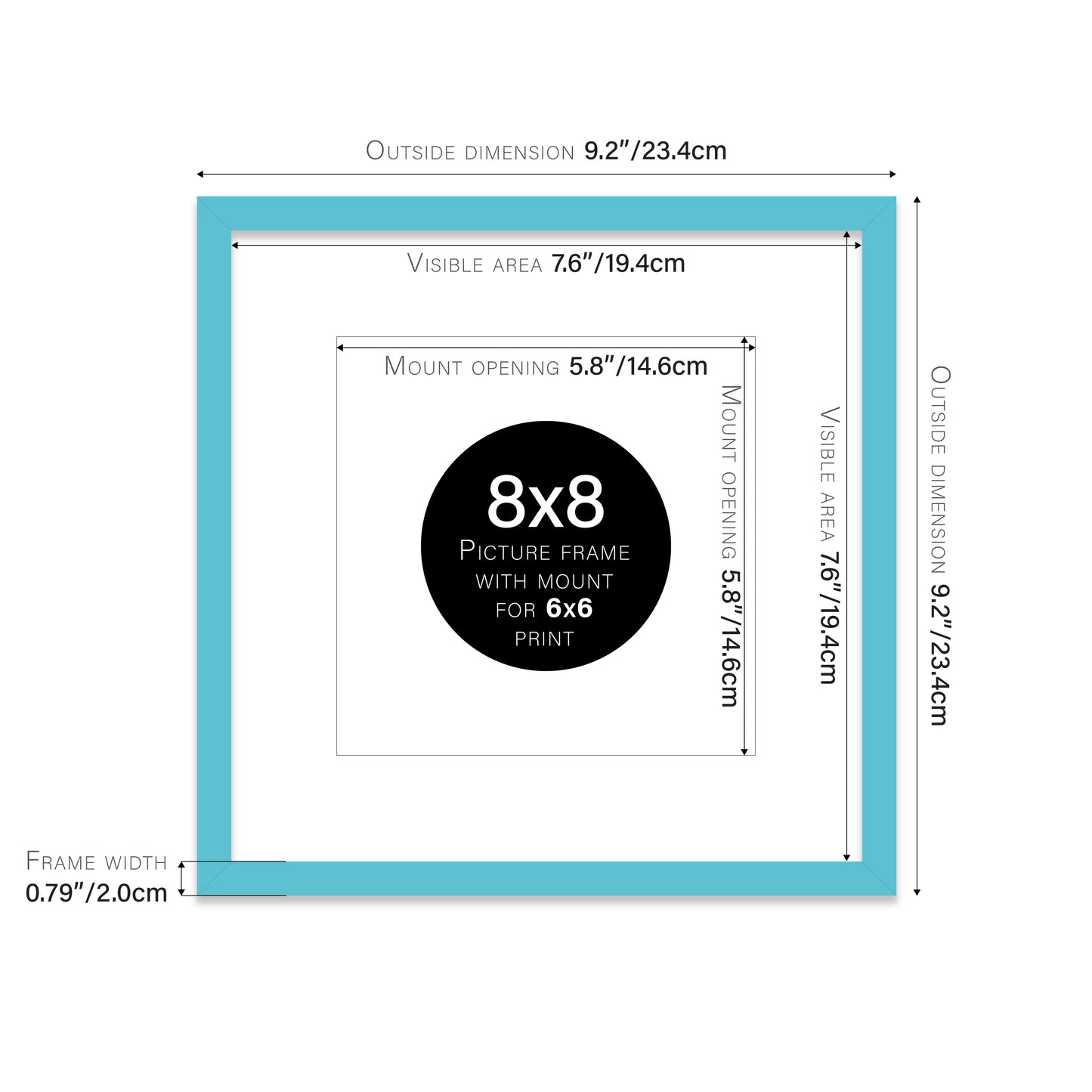 Turquoise Picture Frame 20mm Edge