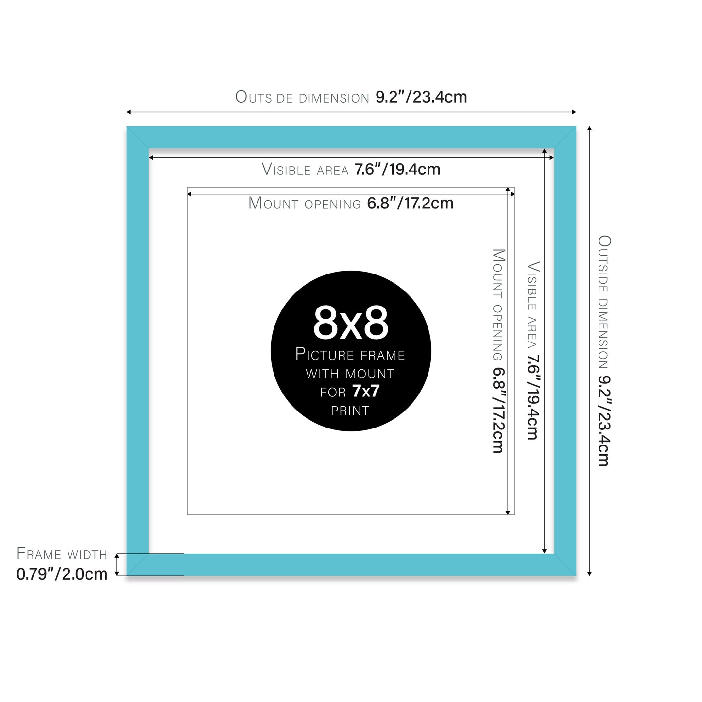 Turquoise Picture Frame 20mm Edge