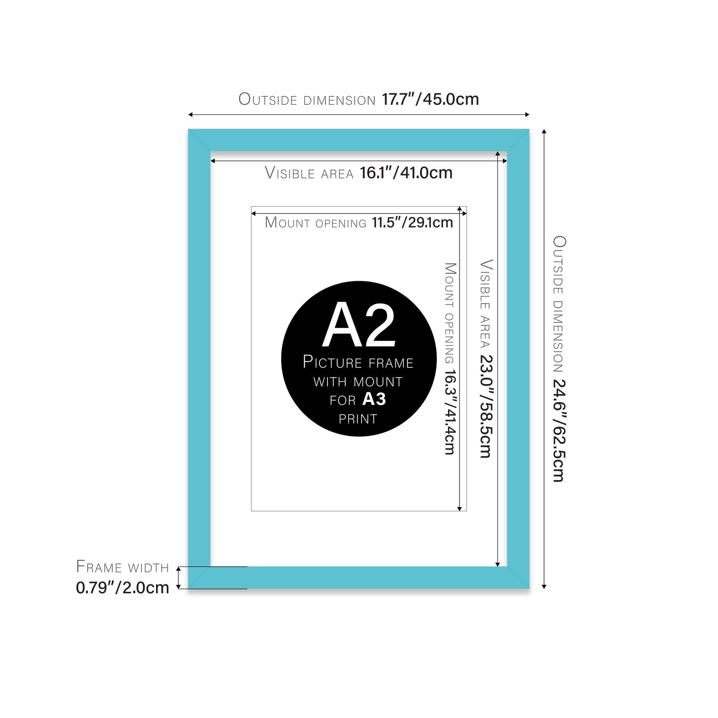 Turquoise Picture Frame 20mm Edge