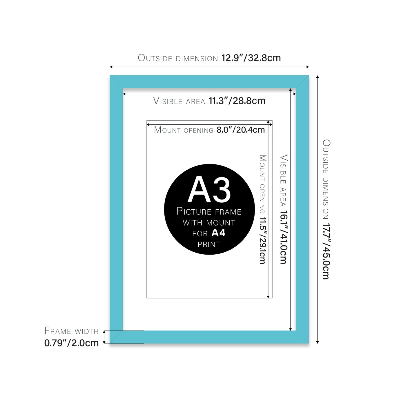 Turquoise Picture Frame 20mm Edge