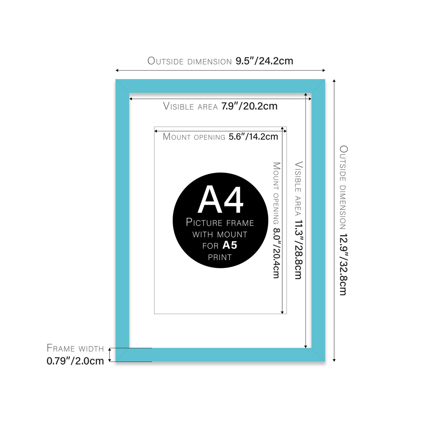 Turquoise Picture Frame 20mm Edge