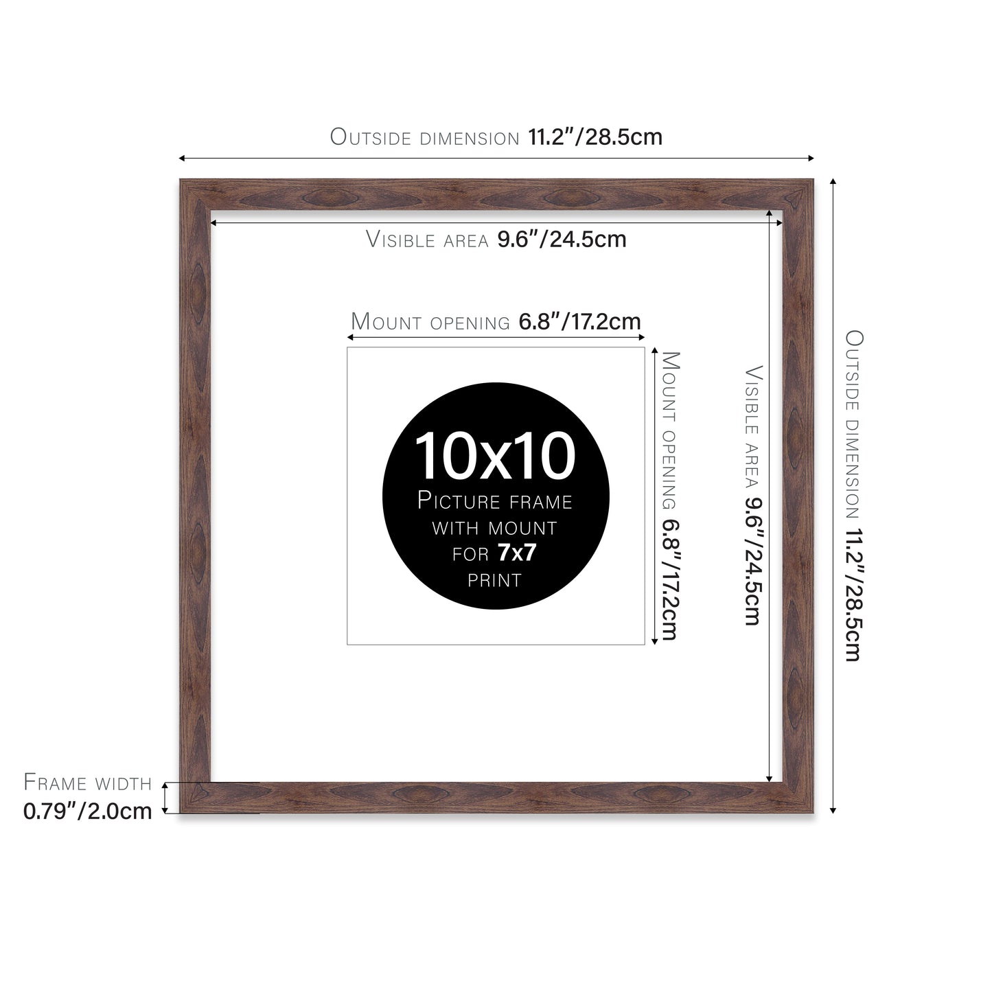 Walnut Picture Frame 20mm Edge
