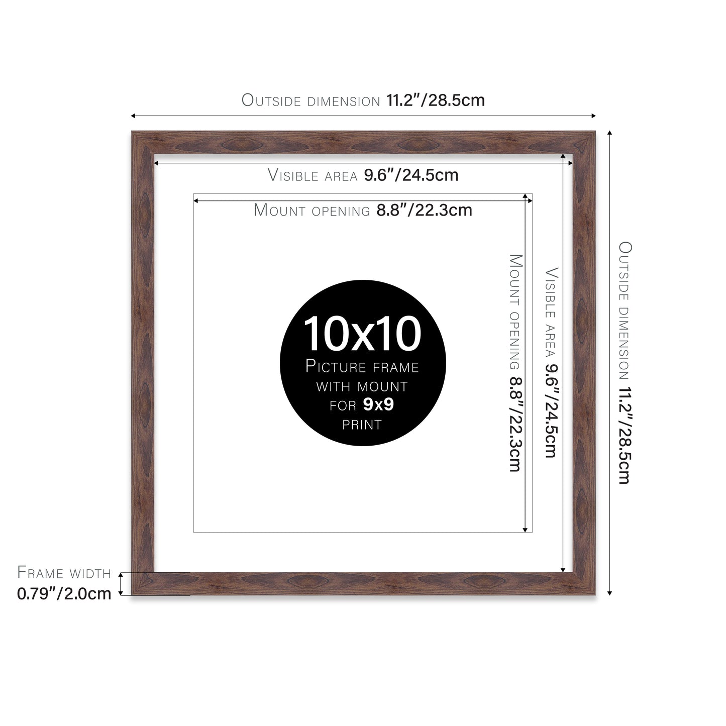 Walnut Picture Frame 20mm Edge