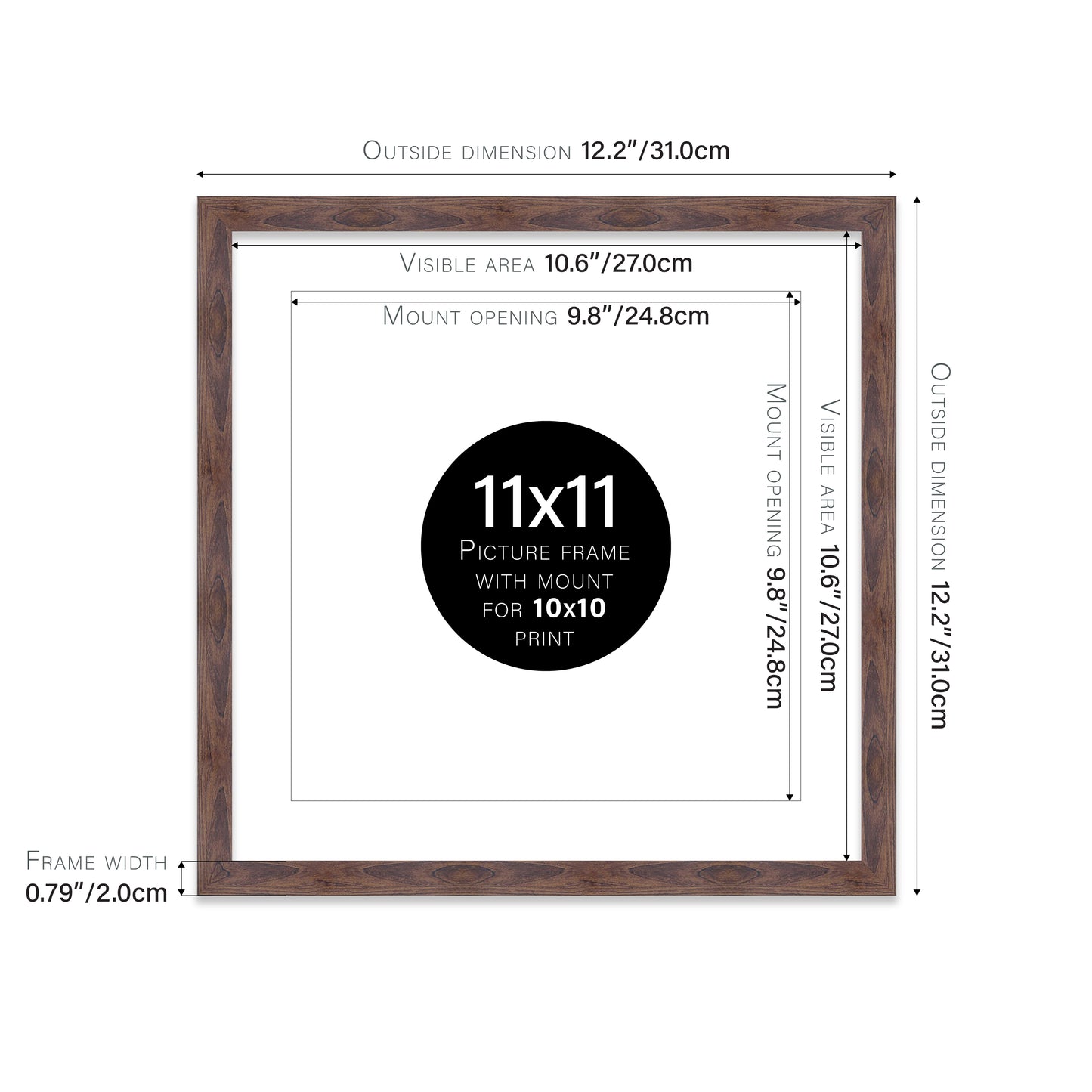 Walnut Picture Frame 20mm Edge