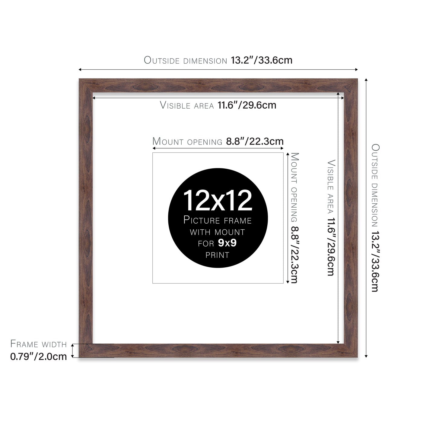 Walnut Picture Frame 20mm Edge