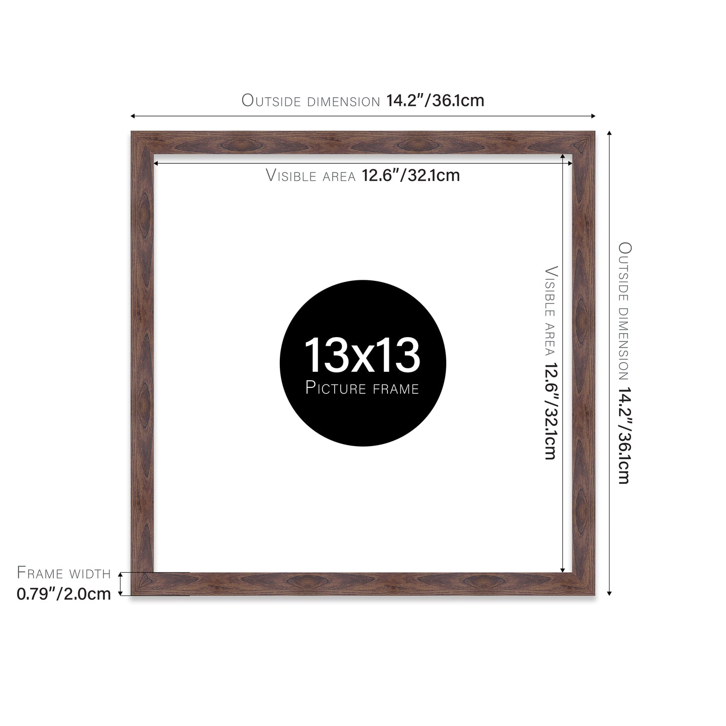 Walnut 13x13" Picture Frame b2b