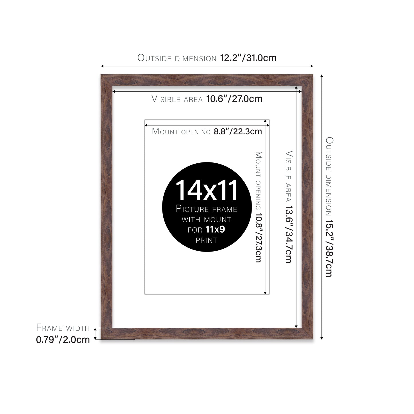 Walnut Picture Frame 20mm Edge
