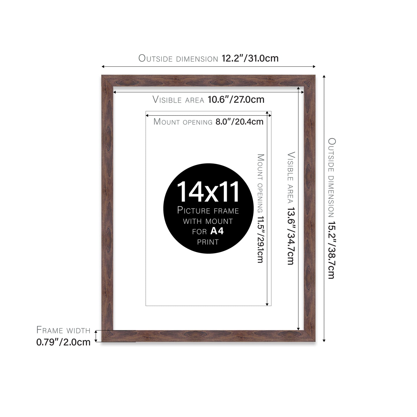 Walnut Picture Frame 20mm Edge