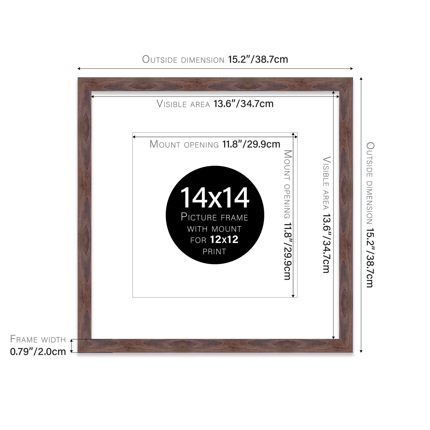 Walnut Picture Frame 20mm Edge