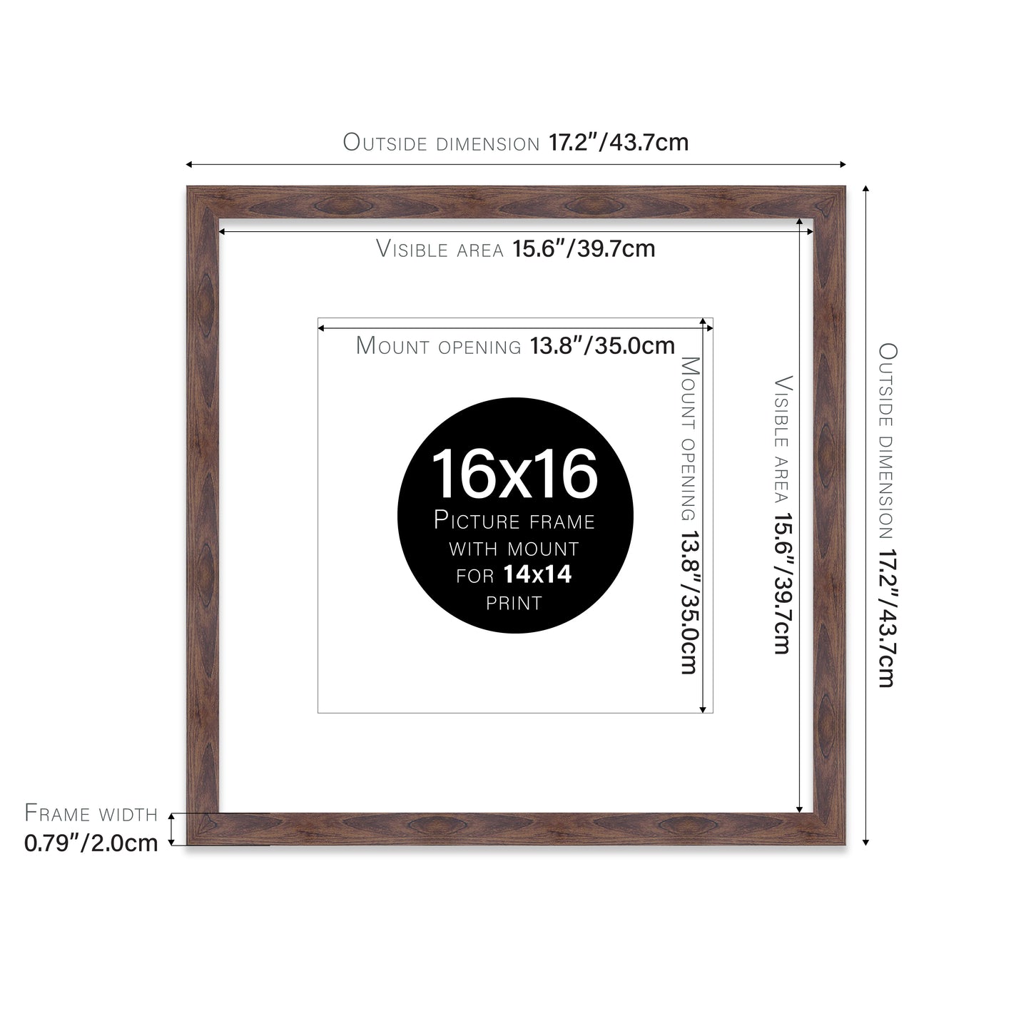 Walnut Picture Frame 20mm Edge