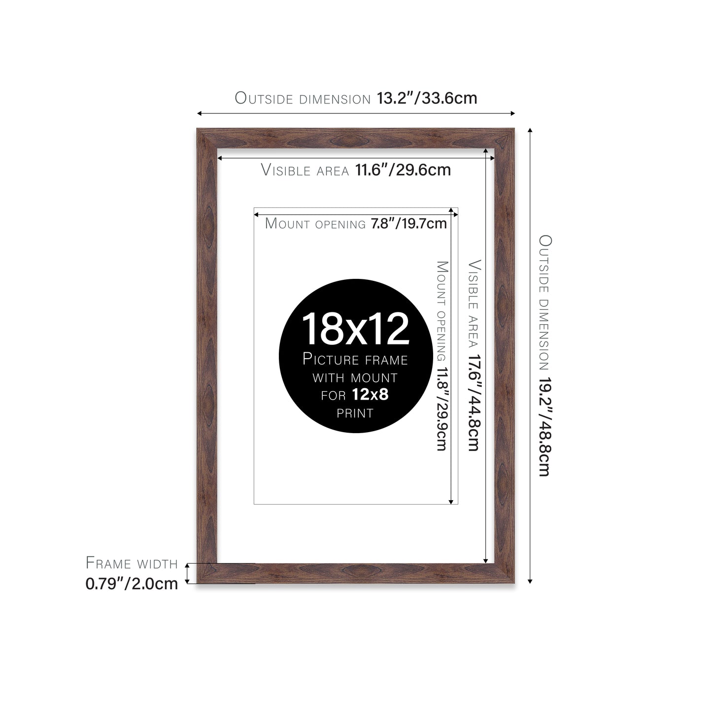 Walnut Picture Frame 20mm Edge