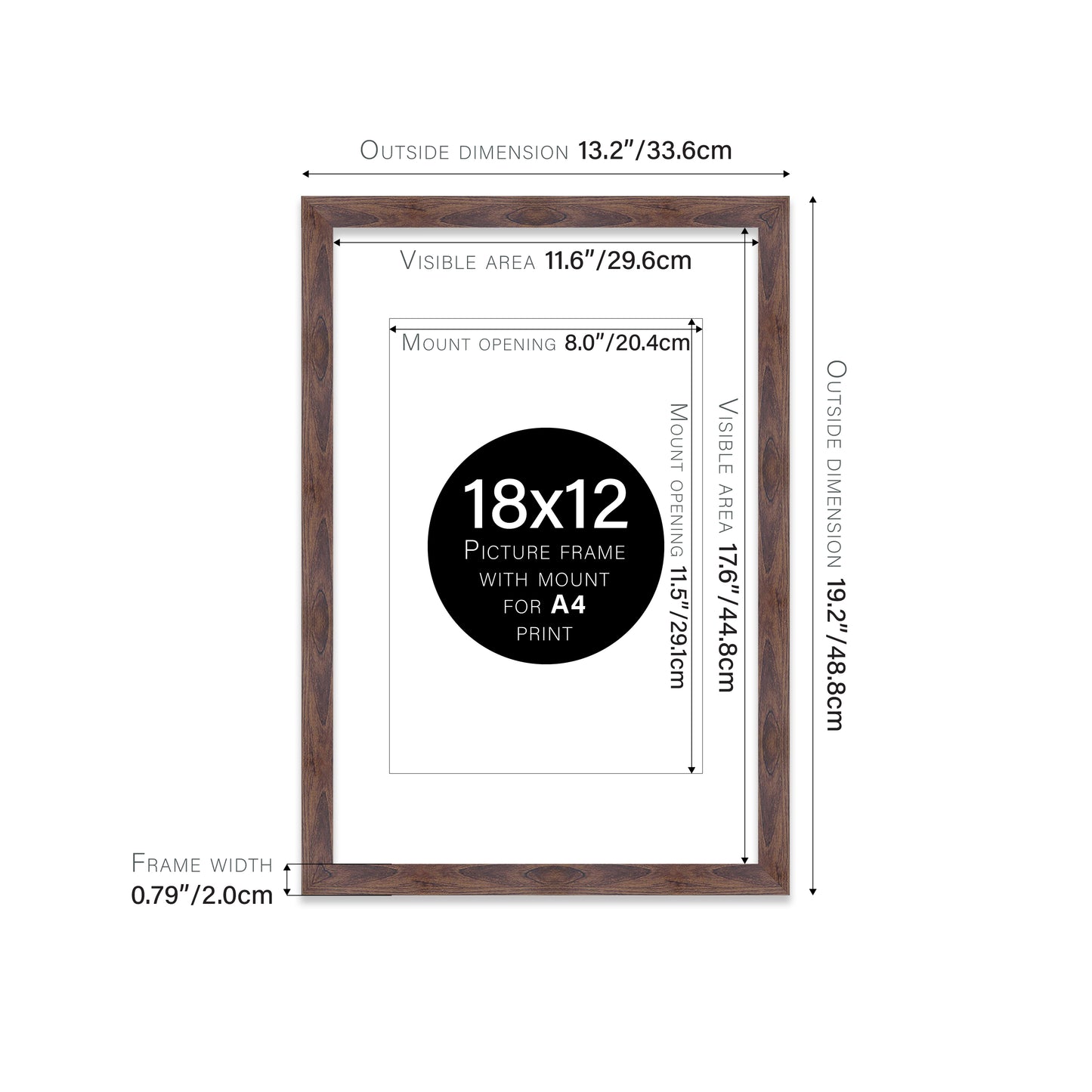 Walnut Picture Frame 20mm Edge