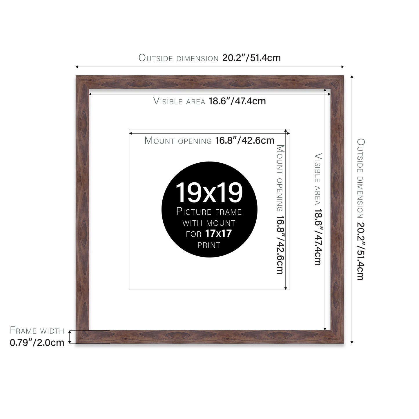 Walnut Picture Frame 20mm Edge