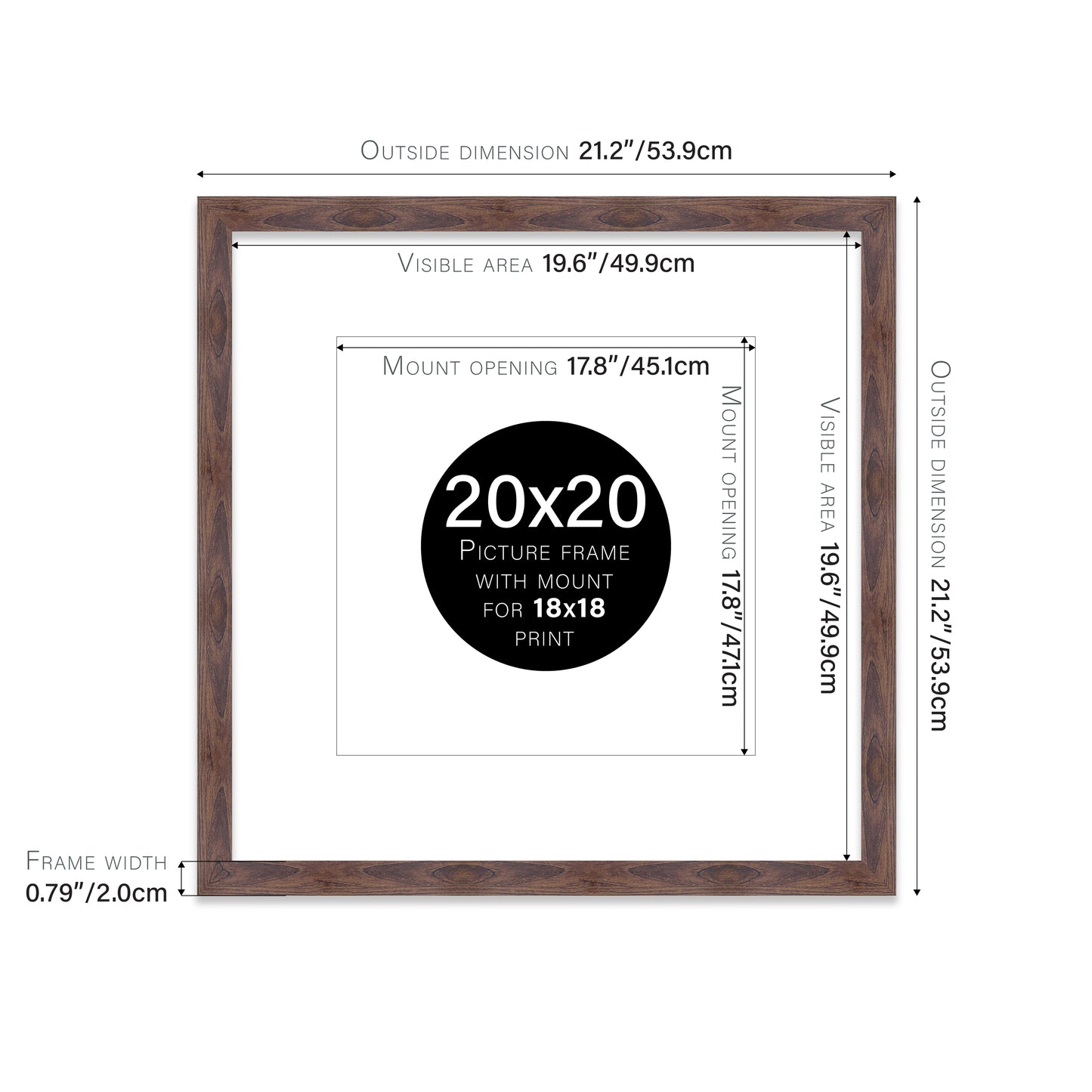 Walnut Picture Frame 20mm Edge