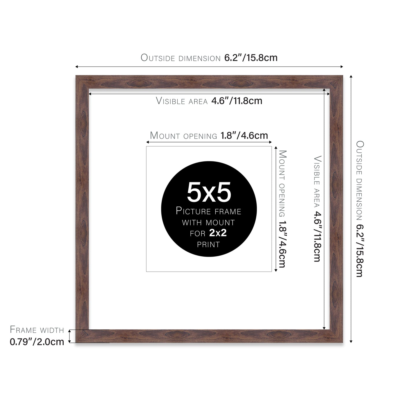 Walnut Picture Frame 20mm Edge