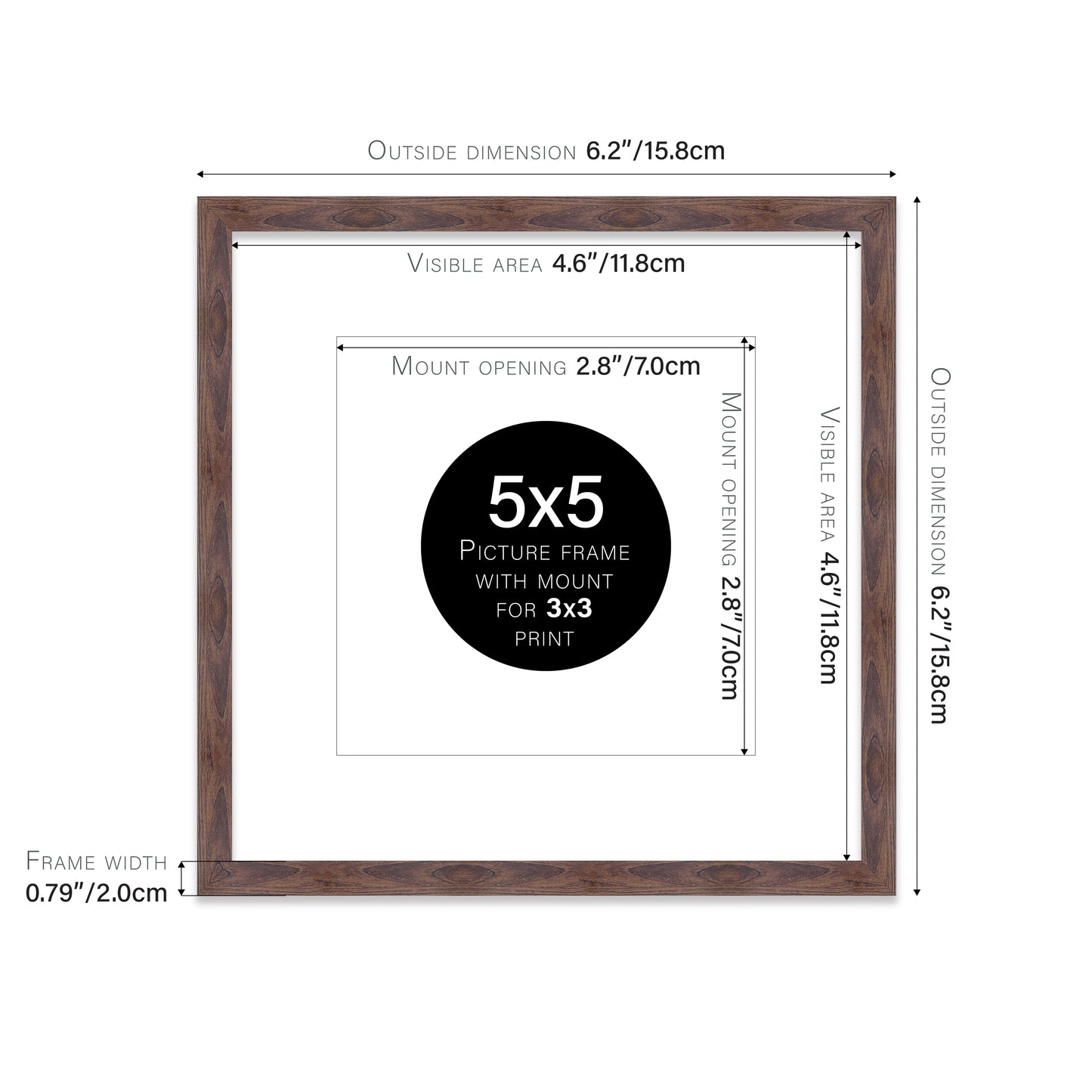 Walnut Picture Frame 20mm Edge