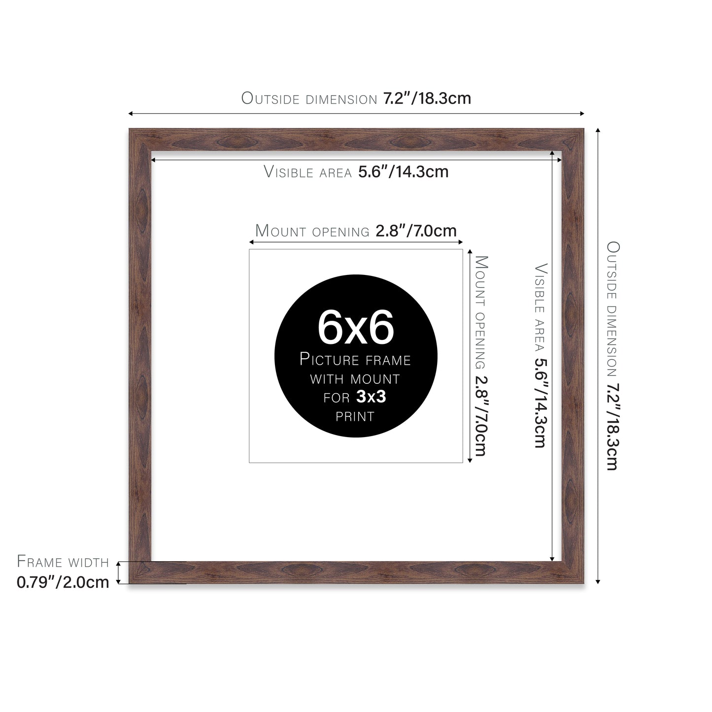 Walnut Picture Frame 20mm Edge