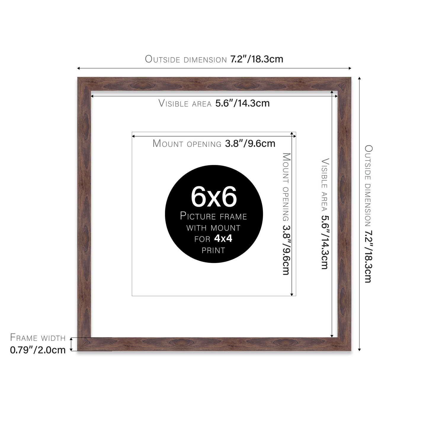 Walnut Picture Frame 20mm Edge