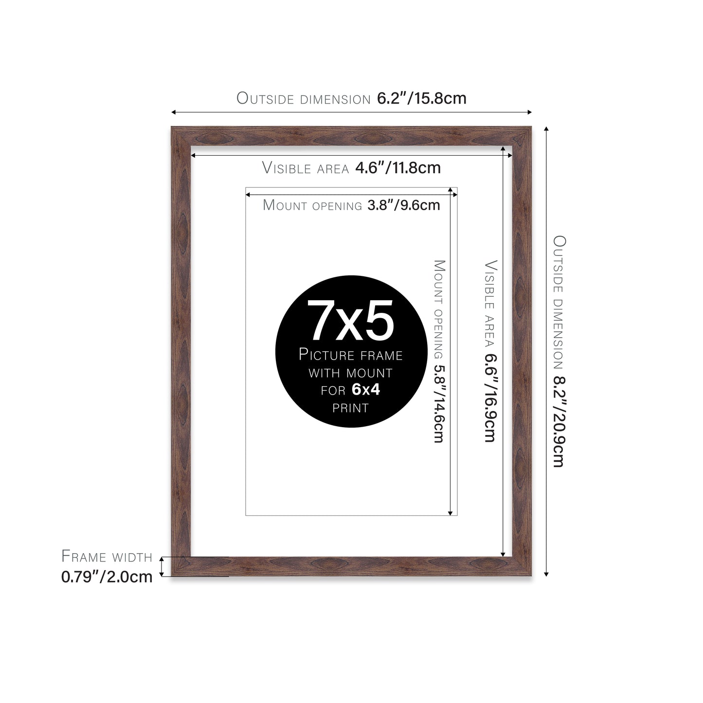 Walnut Picture Frame 20mm Edge
