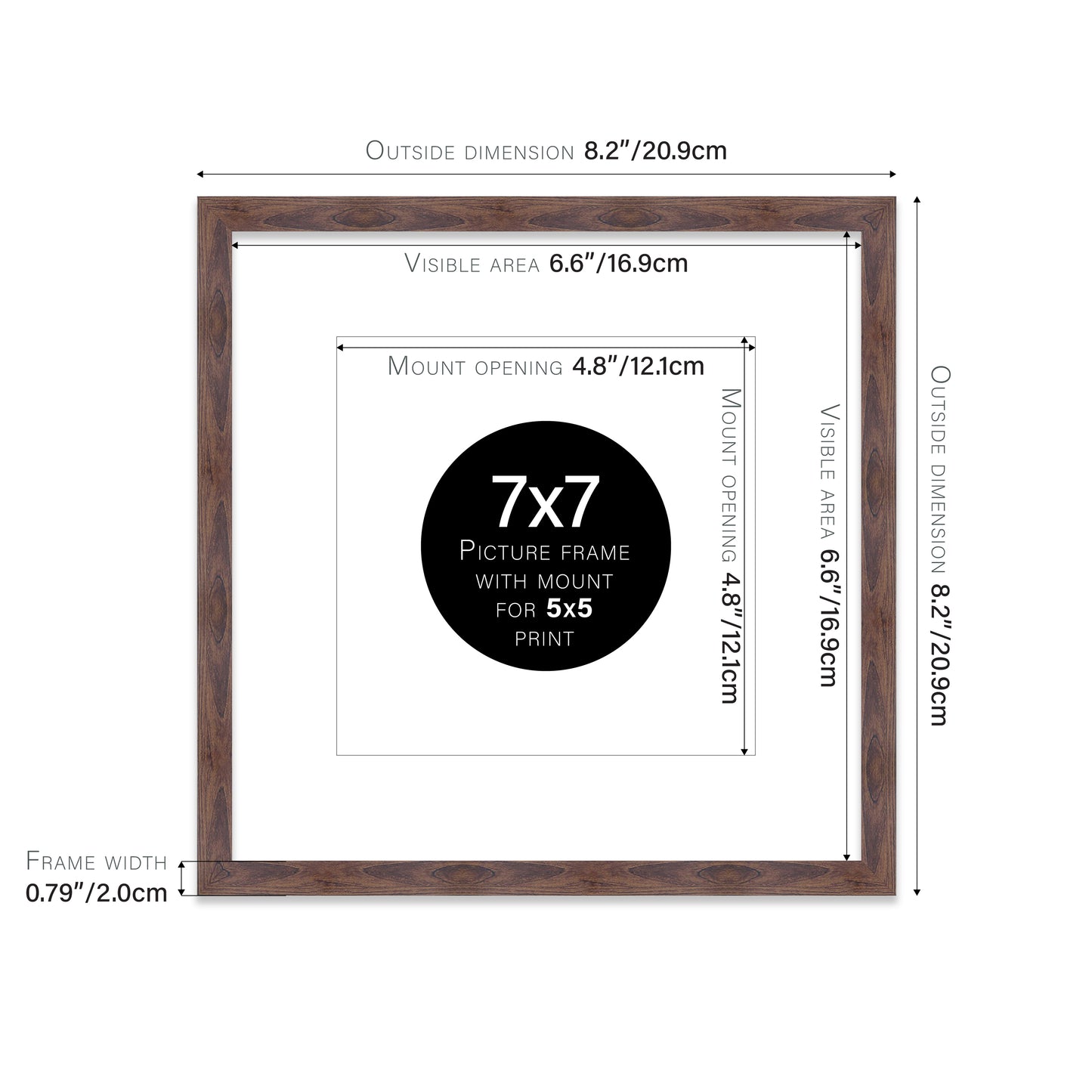 Walnut Picture Frame 20mm Edge