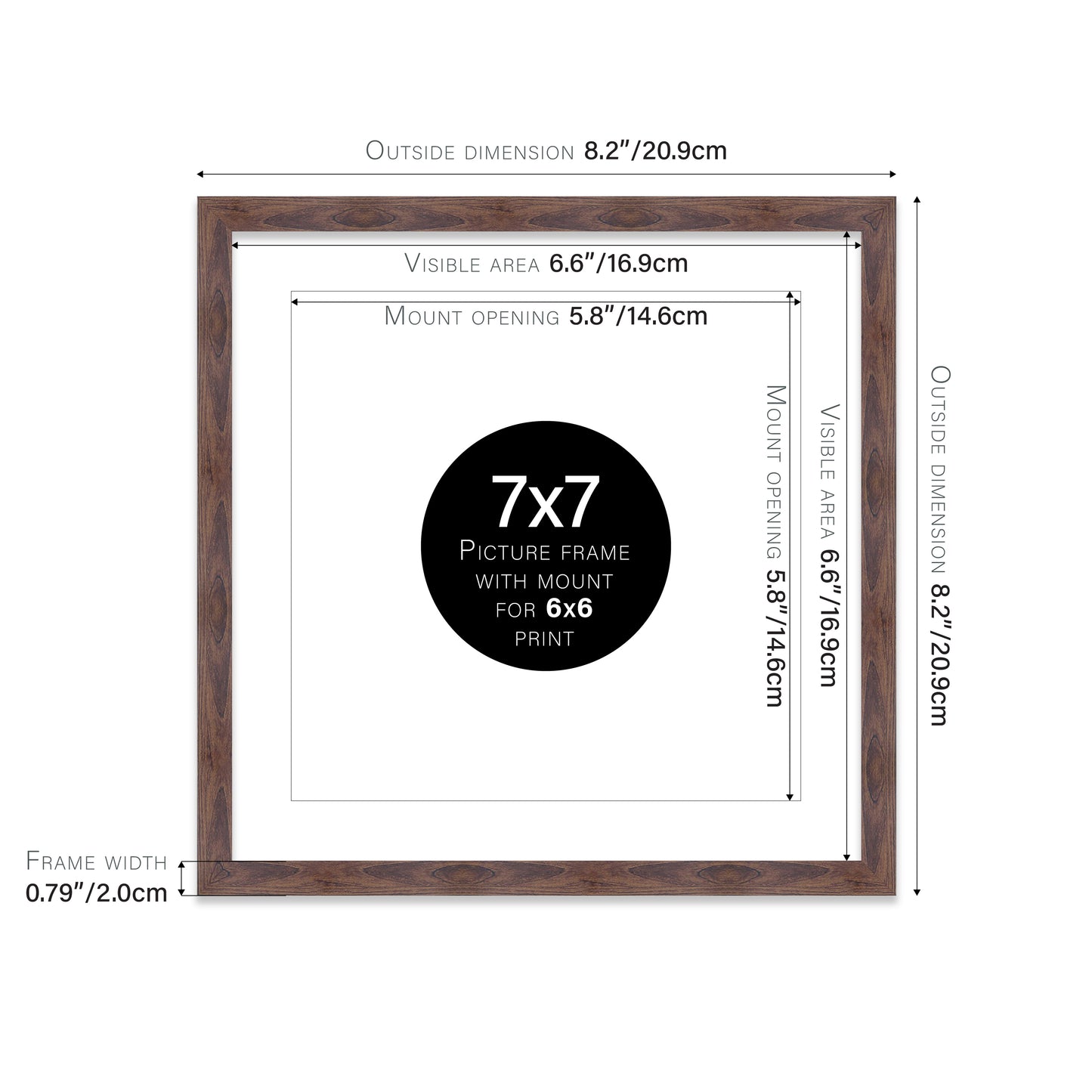 Walnut Picture Frame 20mm Edge