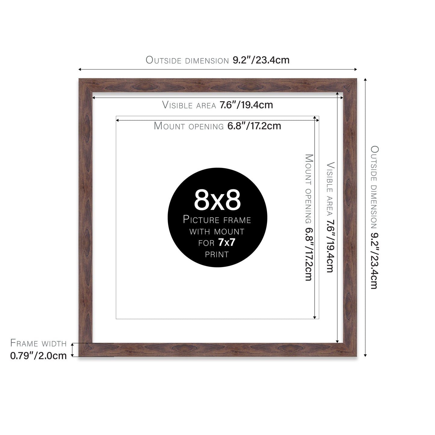 Walnut Picture Frame 20mm Edge